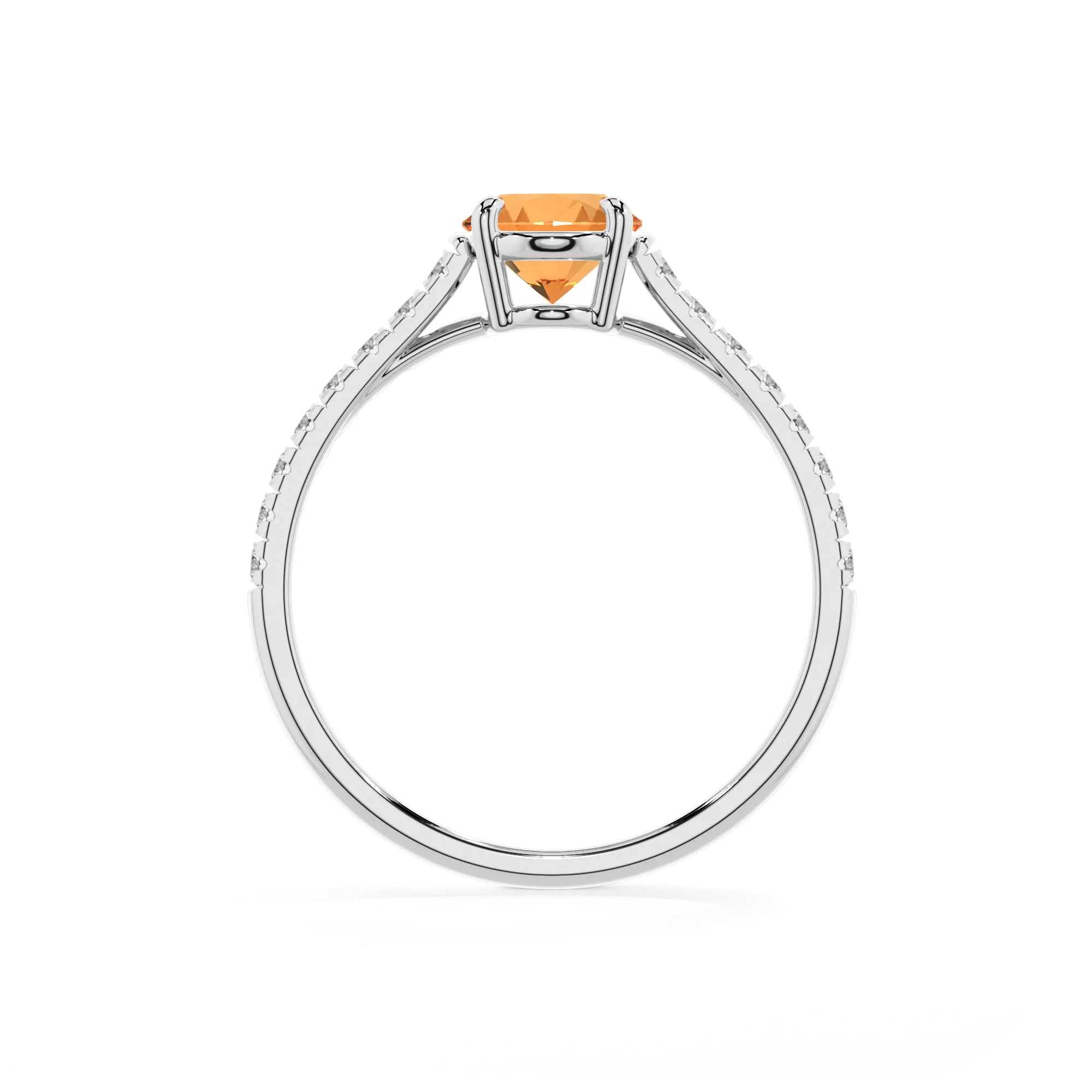 lab grown citrine oval half eternity solitaire engagement rings in white gold