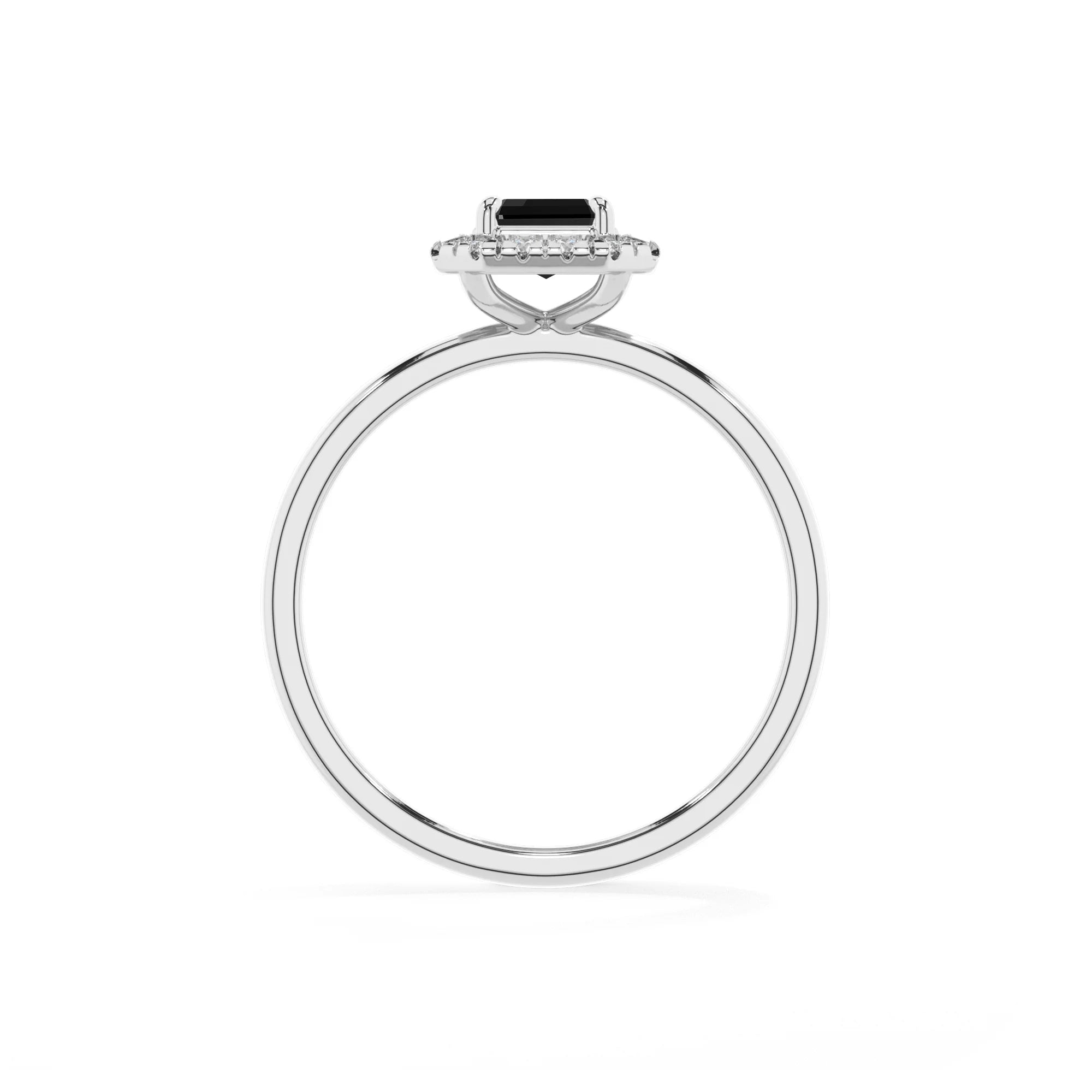 natural black-onyx emerald cut solitaire rings in white gold