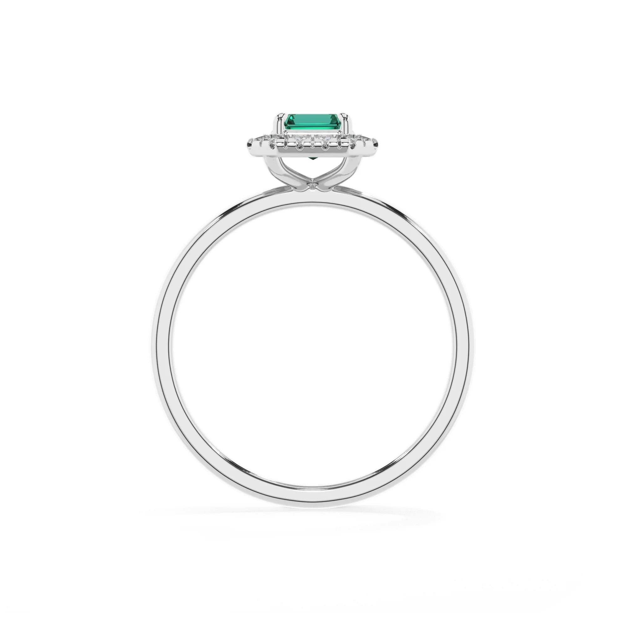 lab grown emerald octogon cut solitaire rings in white gold