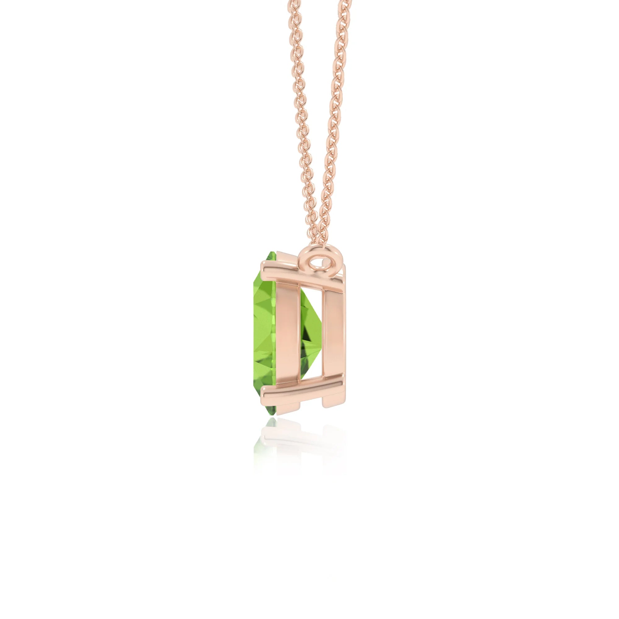 natural peridot oval solitaire necklaces in rose gold