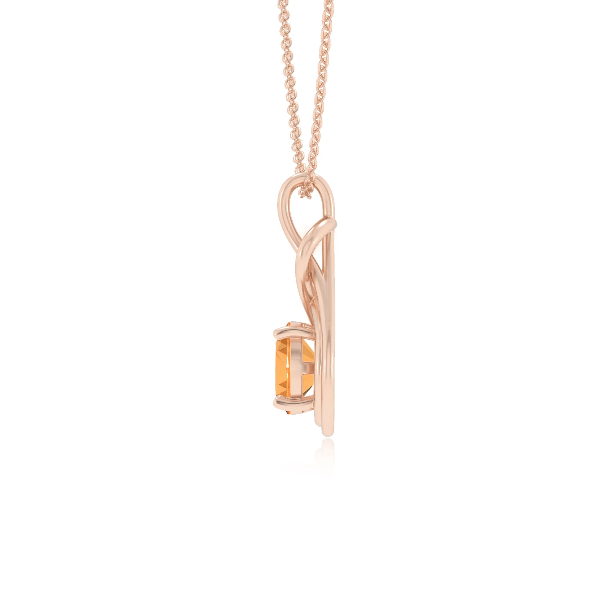 lab grown citrine round solitaire necklaces in rose gold