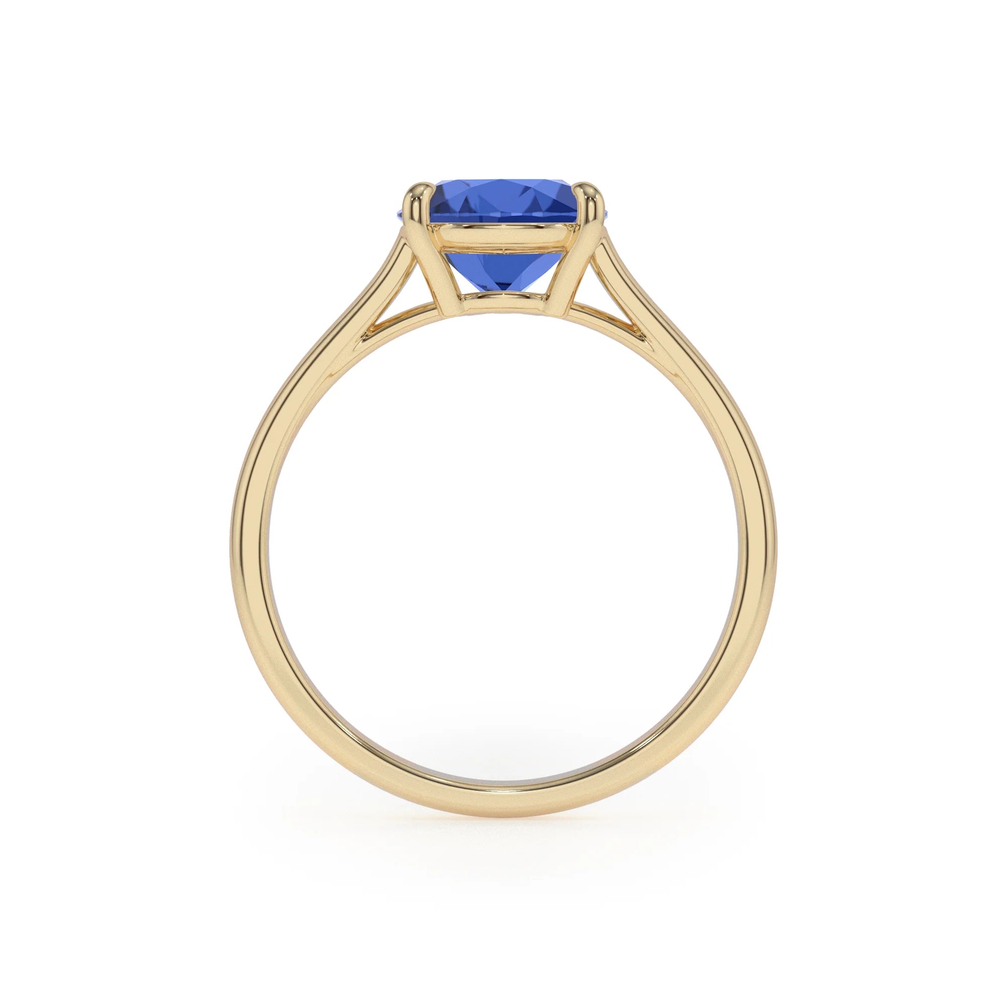 lab grown blue-sapphire pear solitaire rings in yellow gold
