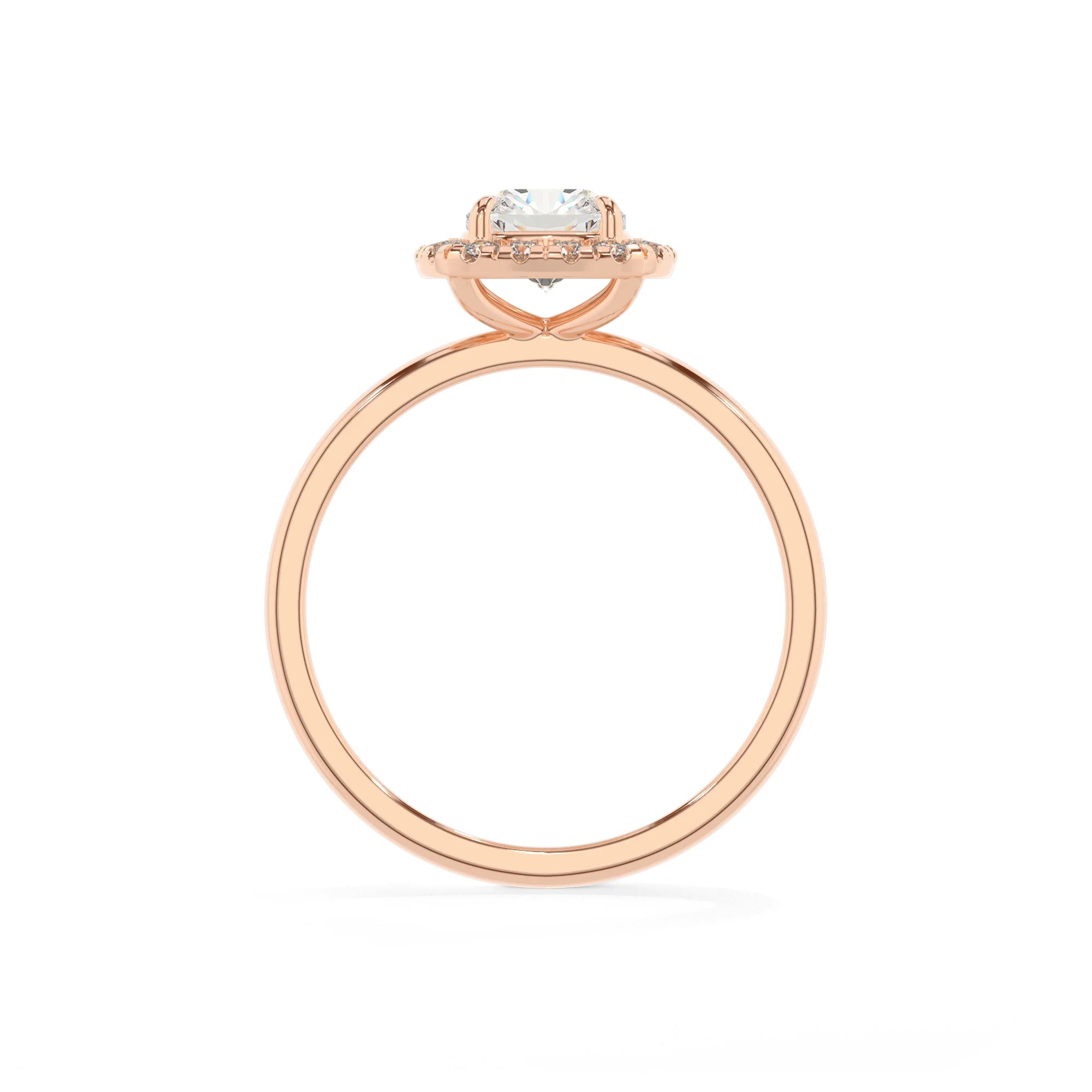 lab grown moissanite cushion solitaire rings in rose gold
