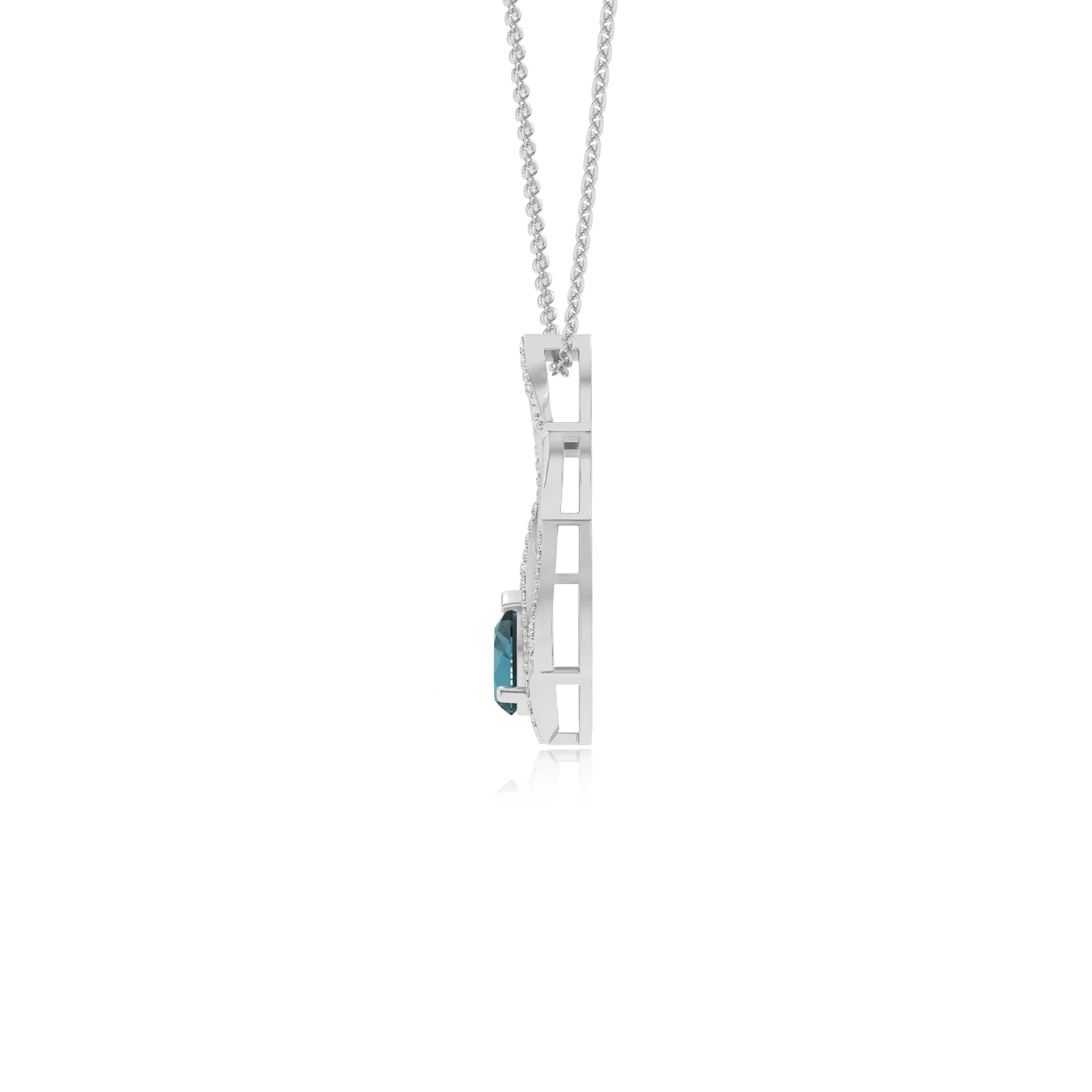 natural london-blue-topaz pear solitaire necklaces in sterling silver