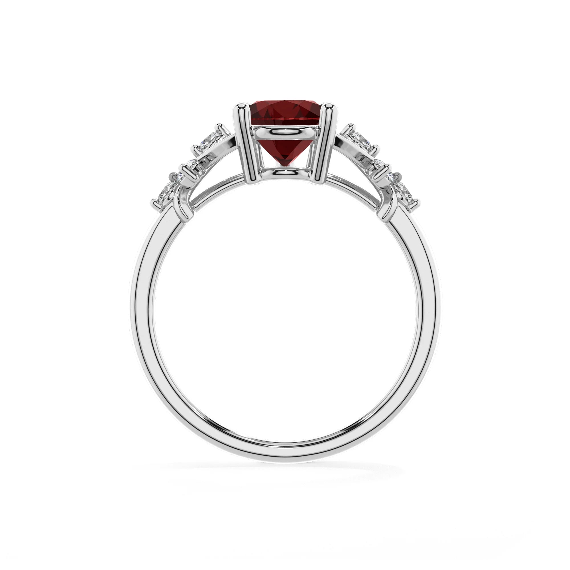 natural garnet pear solitaire rings in sterling silver