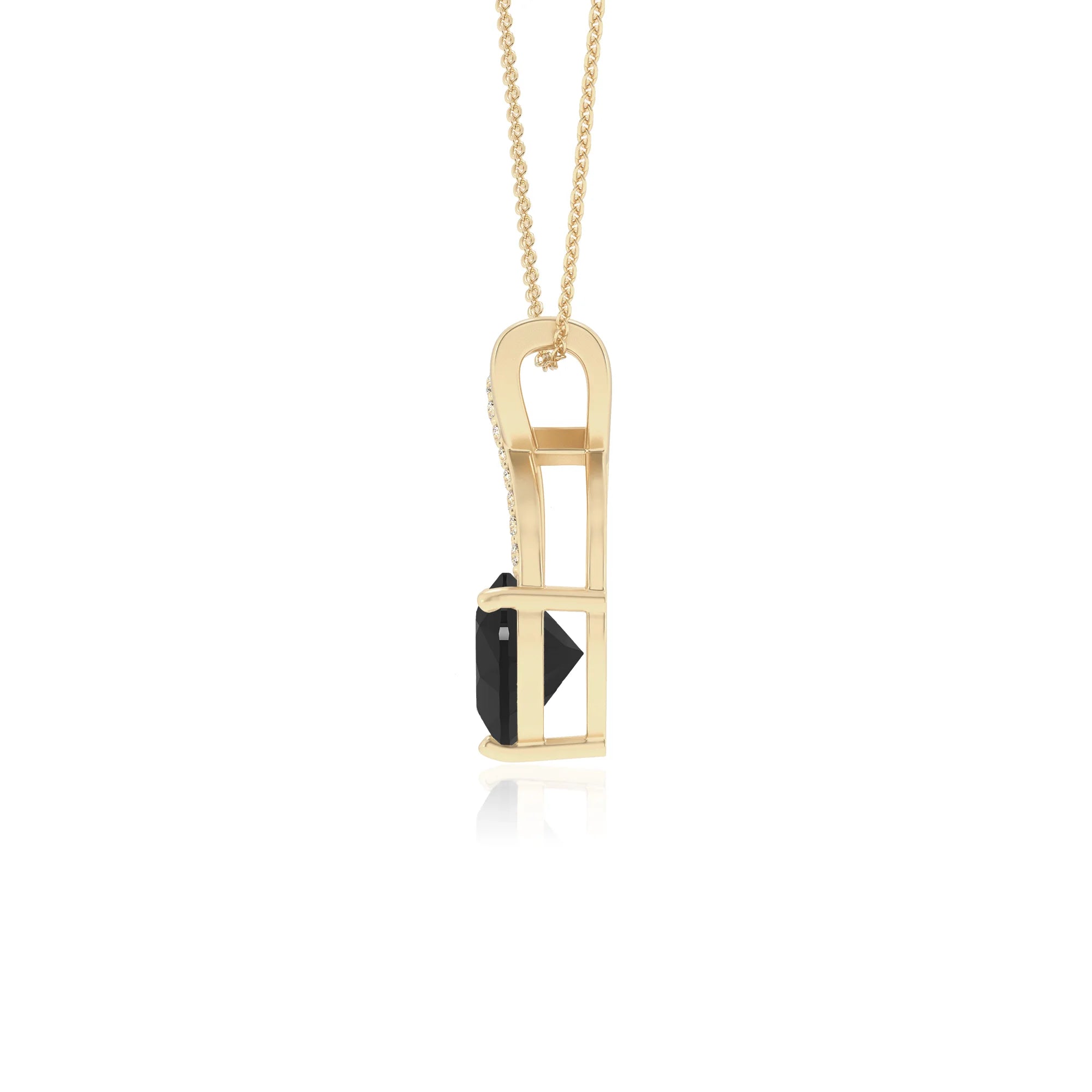 natural black-onyx heart solitaire necklaces in yellow gold