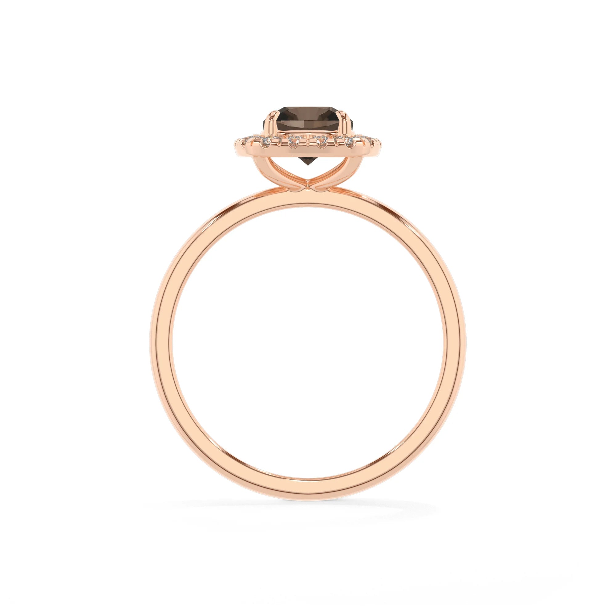 natural smoky-quartz cushion solitaire rings in rose gold