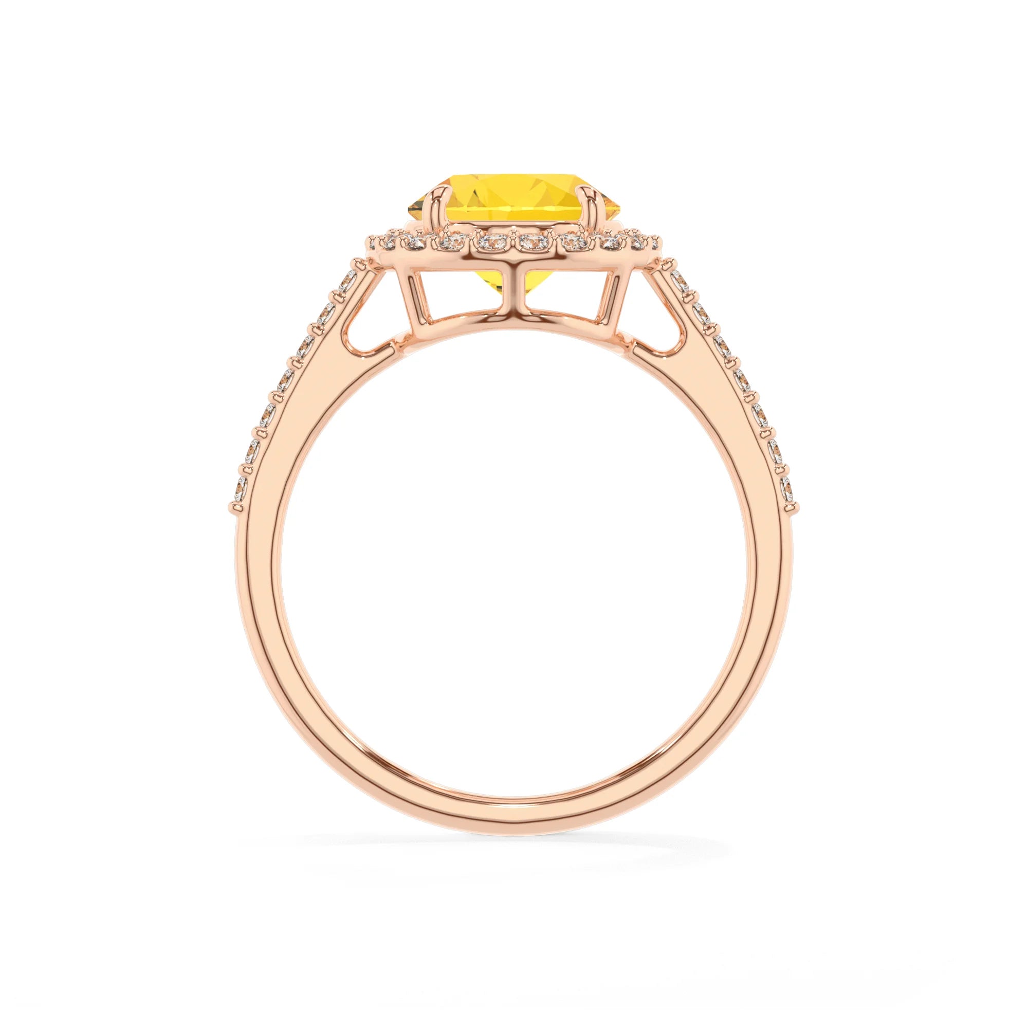 lab grown yellow-sapphire round solitaire rings in rose gold