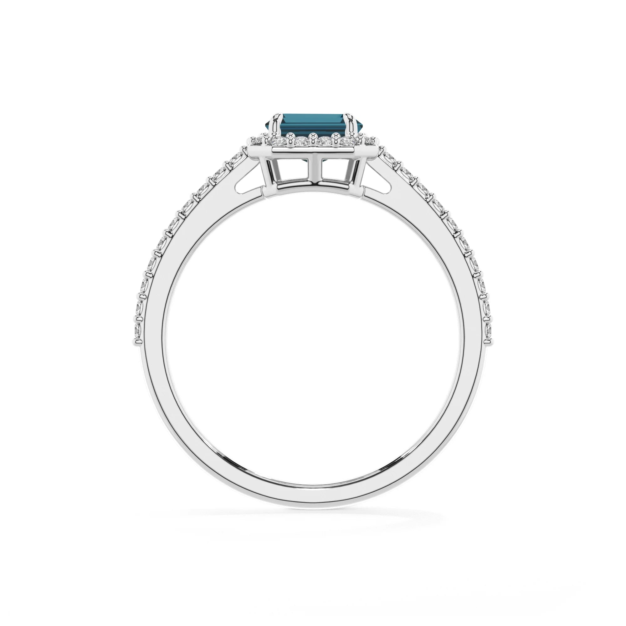 natural london-blue-topaz emerald cut solitaire rings in platinum