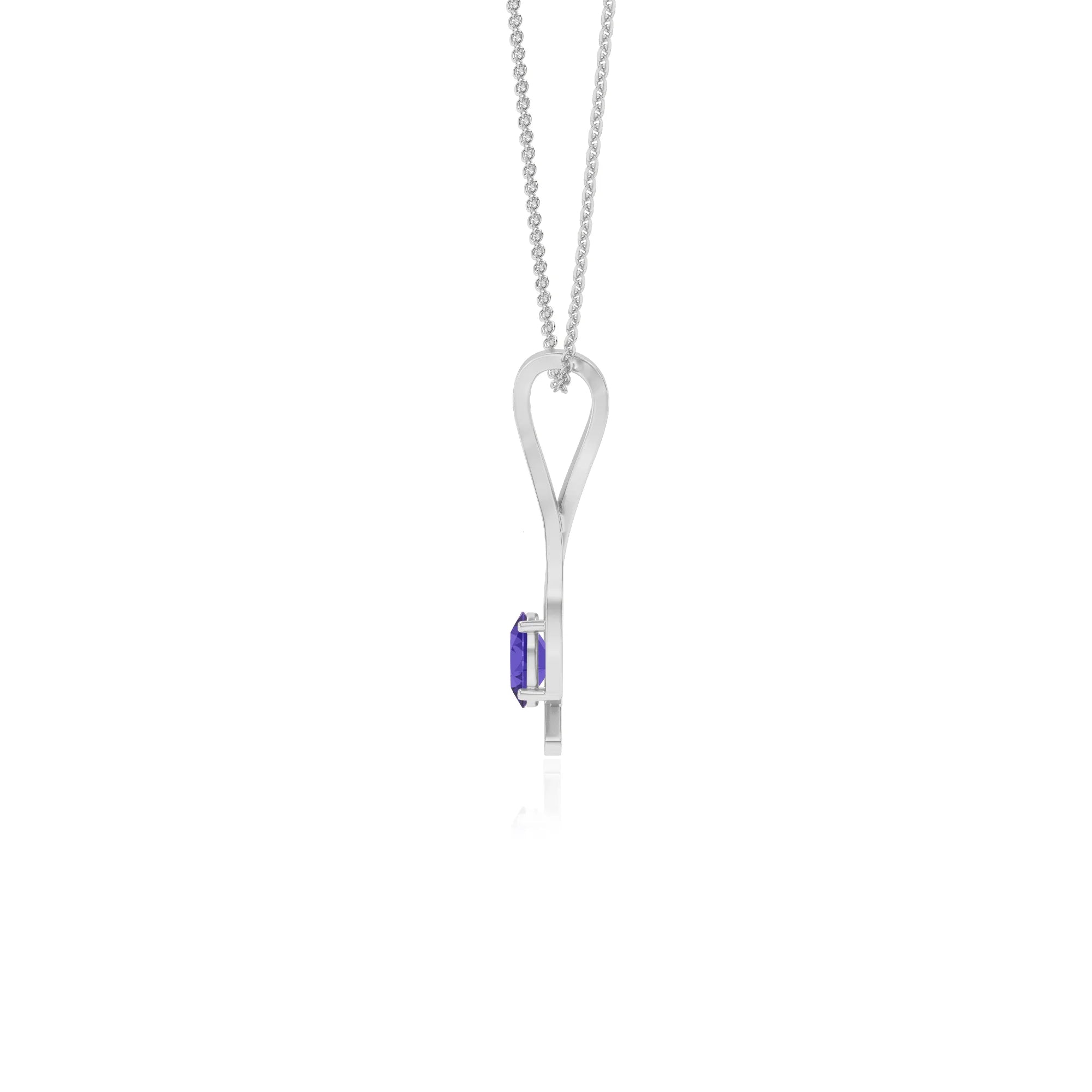 lab grown tanzanite oval solitaire necklaces in white gold