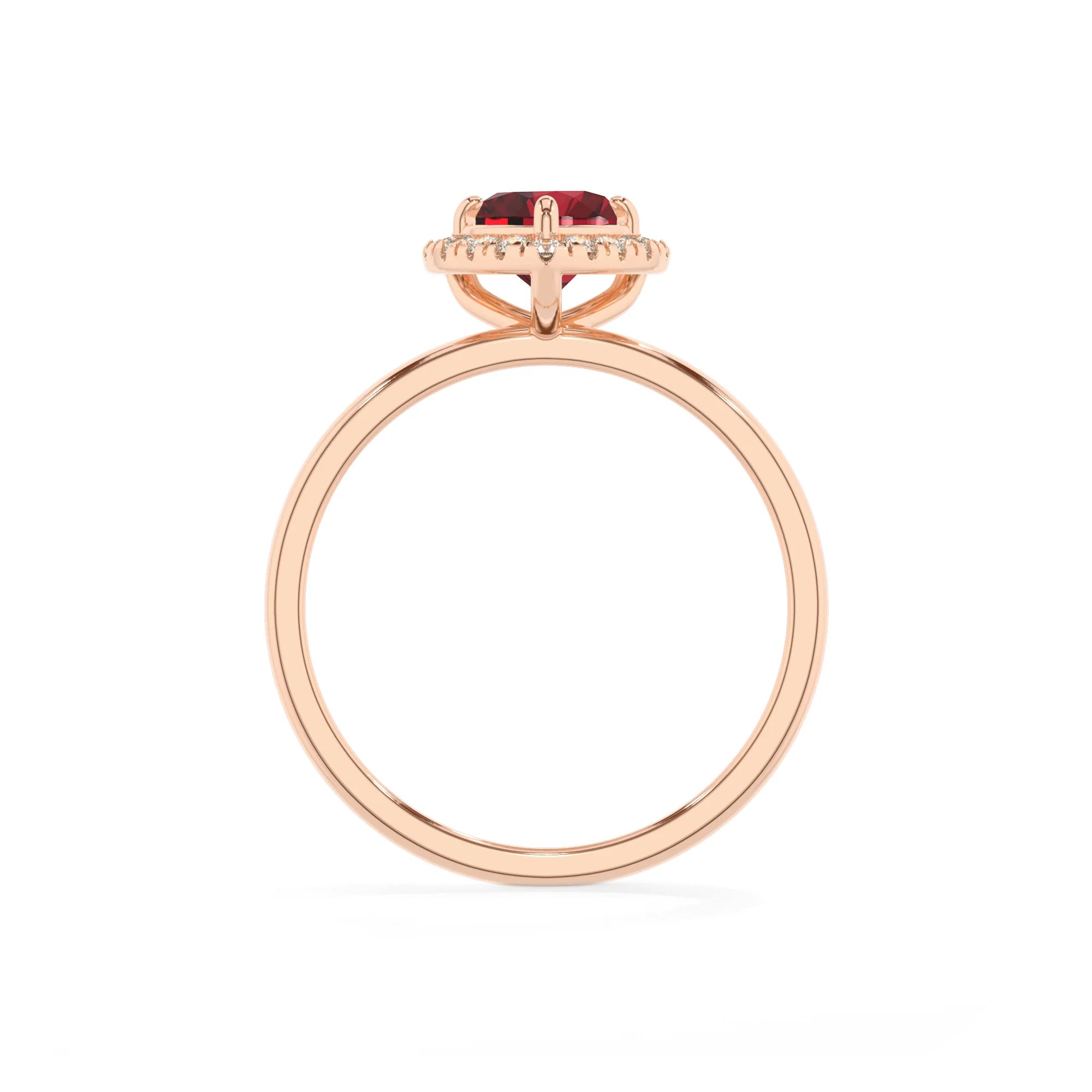 lab grown ruby heart solitaire rings in rose gold