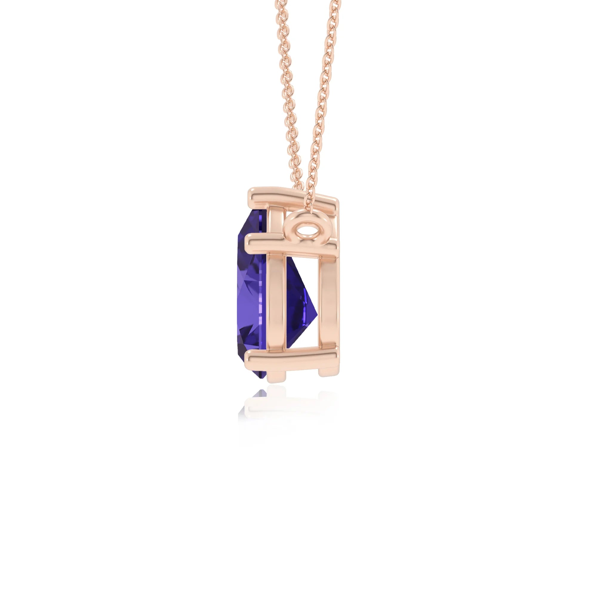 lab grown tanzanite pear solitaire necklaces in rose gold