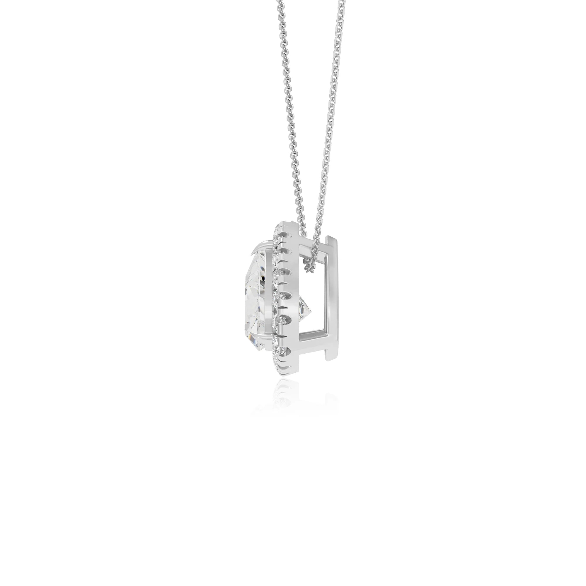 lab grown moissanite trillion solitaire necklaces in white gold