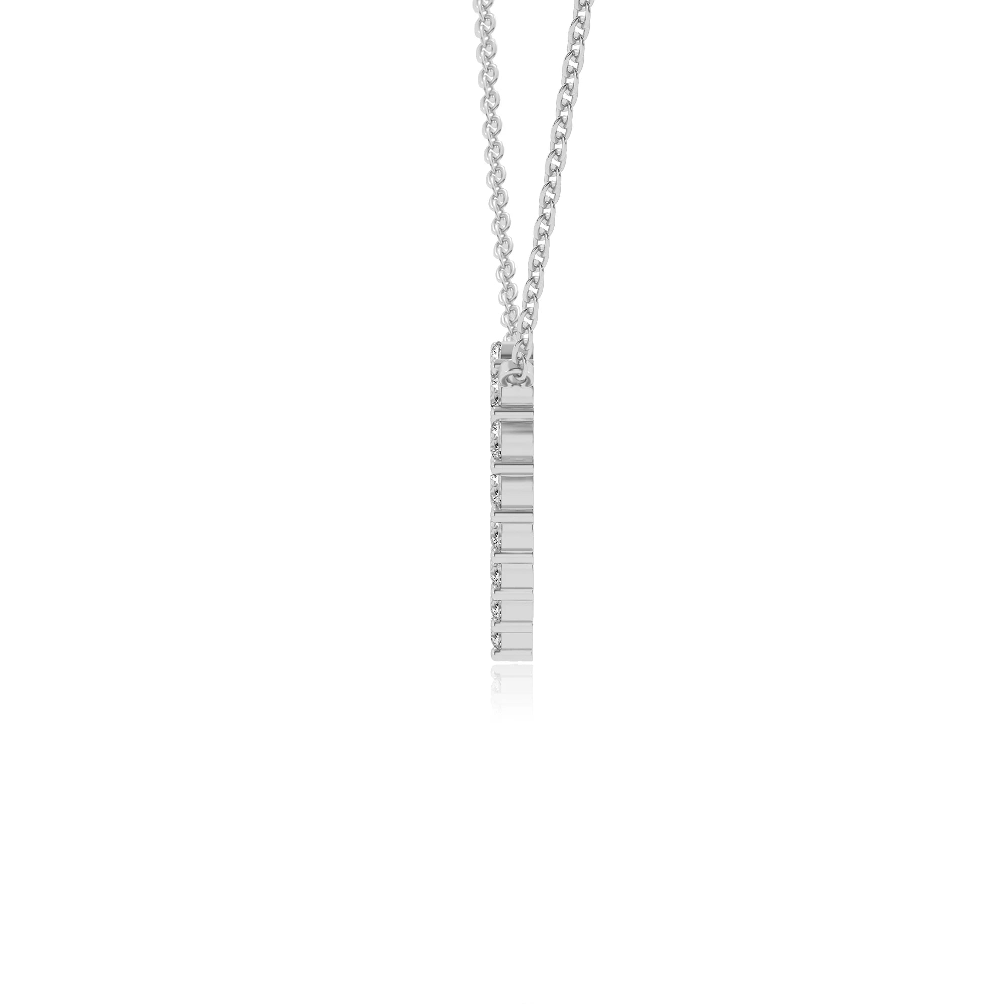 lab grown diamond round v-bale necklaces in sterling silver
