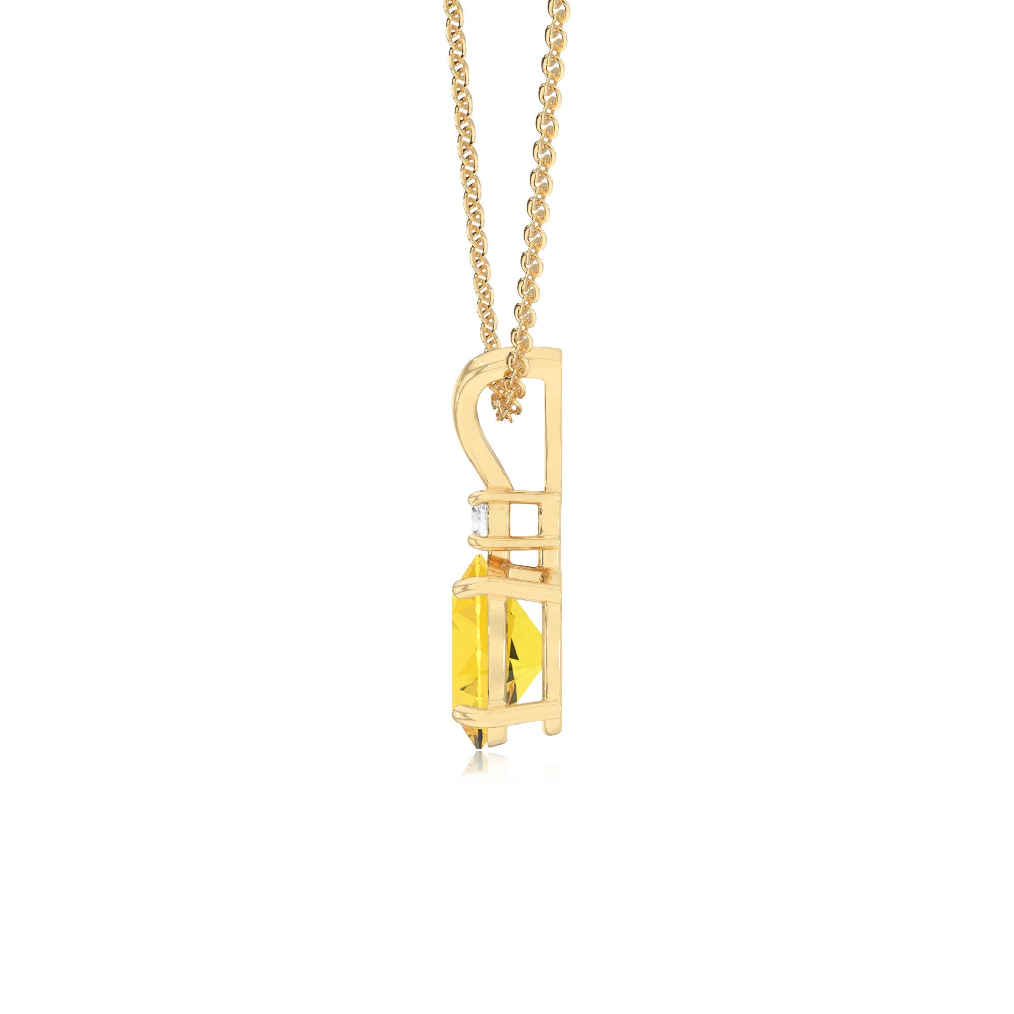 lab grown yellow-sapphire oval solitaire v-bale necklaces in yellow gold