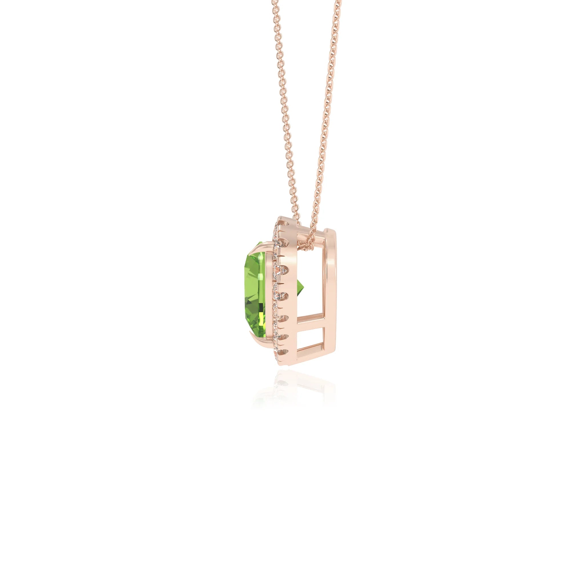 natural peridot heart solitaire necklaces in rose gold