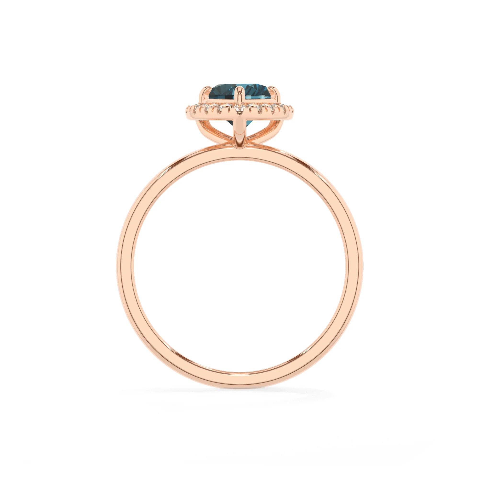 natural london-blue-topaz heart solitaire rings in rose gold
