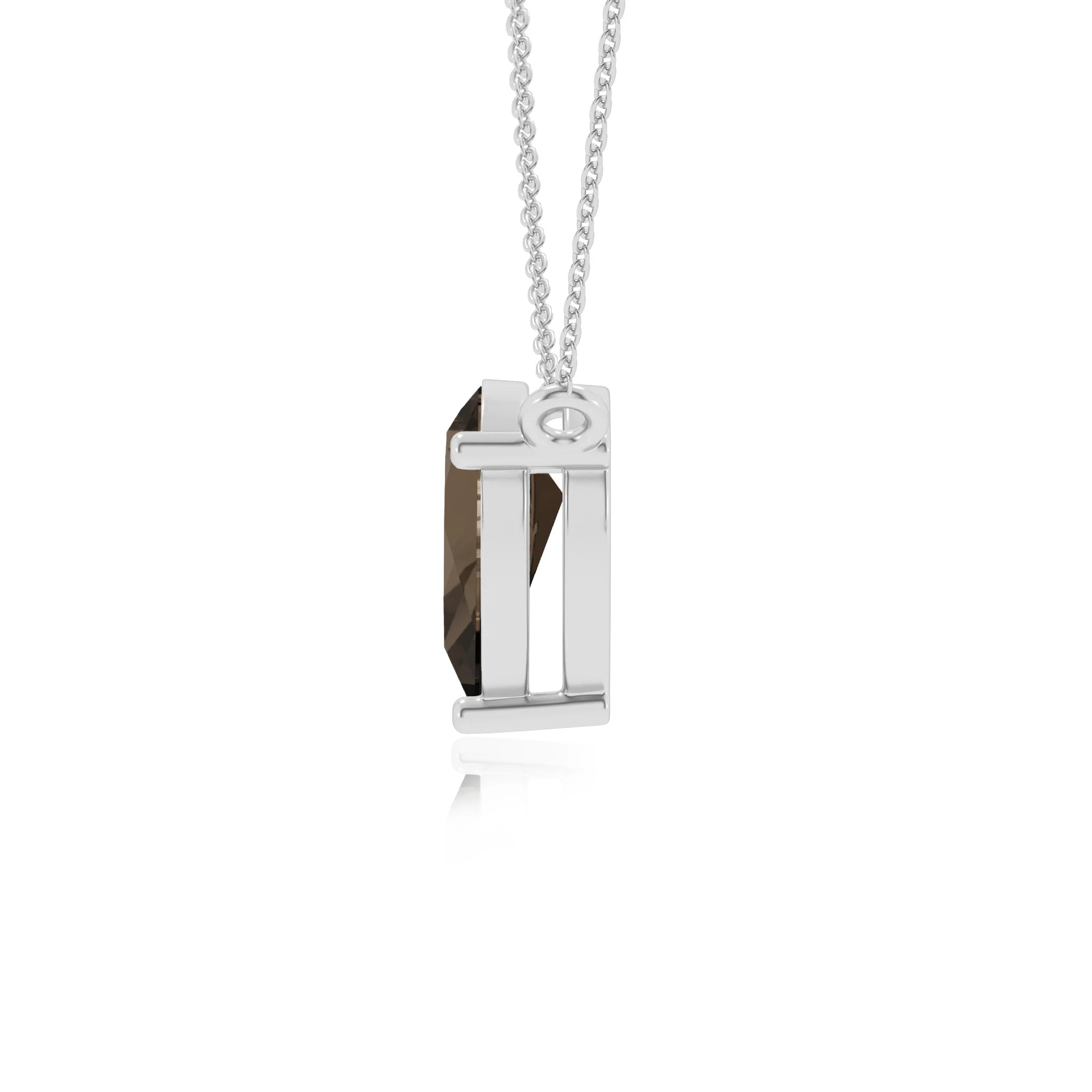 natural smoky-quartz pear solitaire necklaces in white gold
