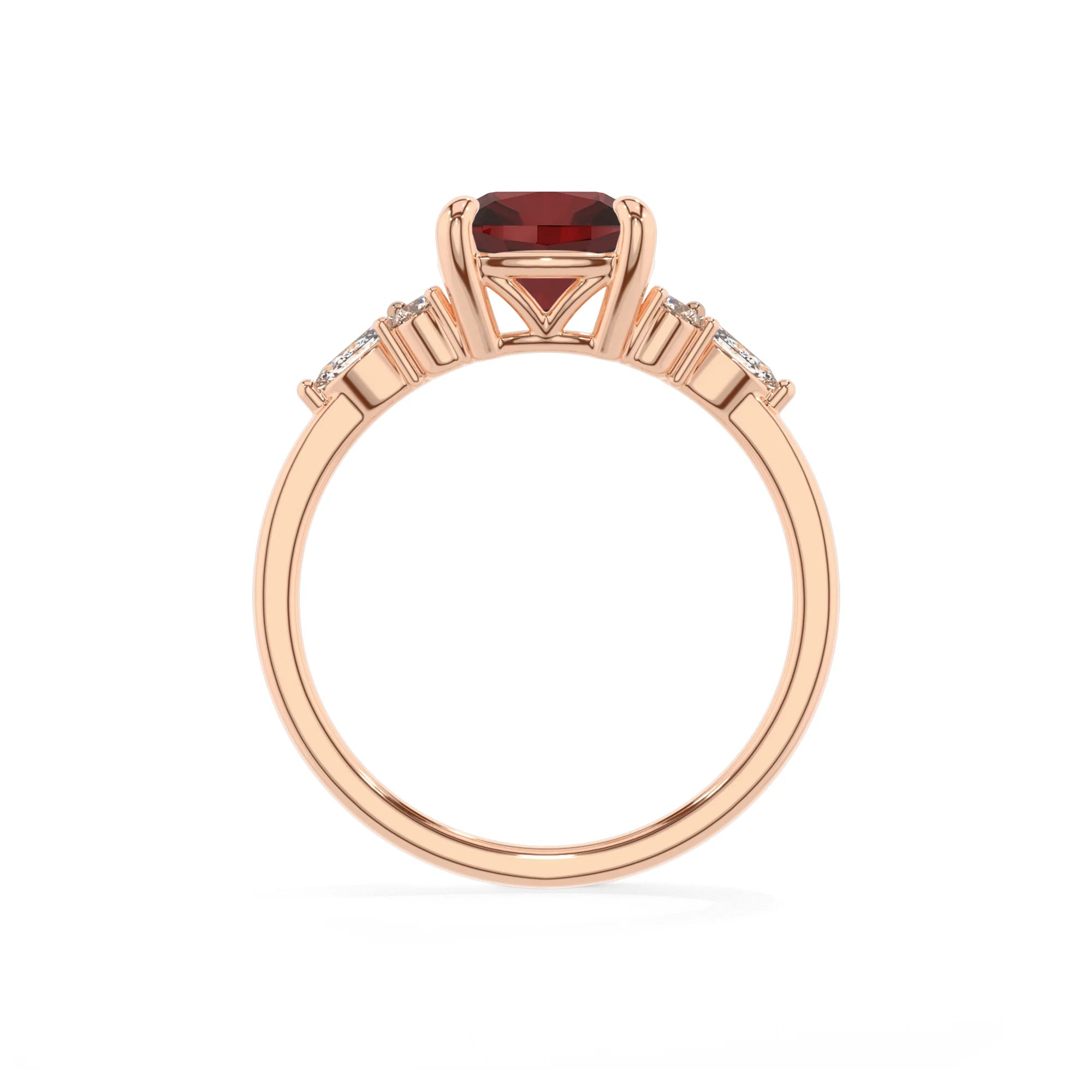 natural garnet cushion solitaire rings in rose gold