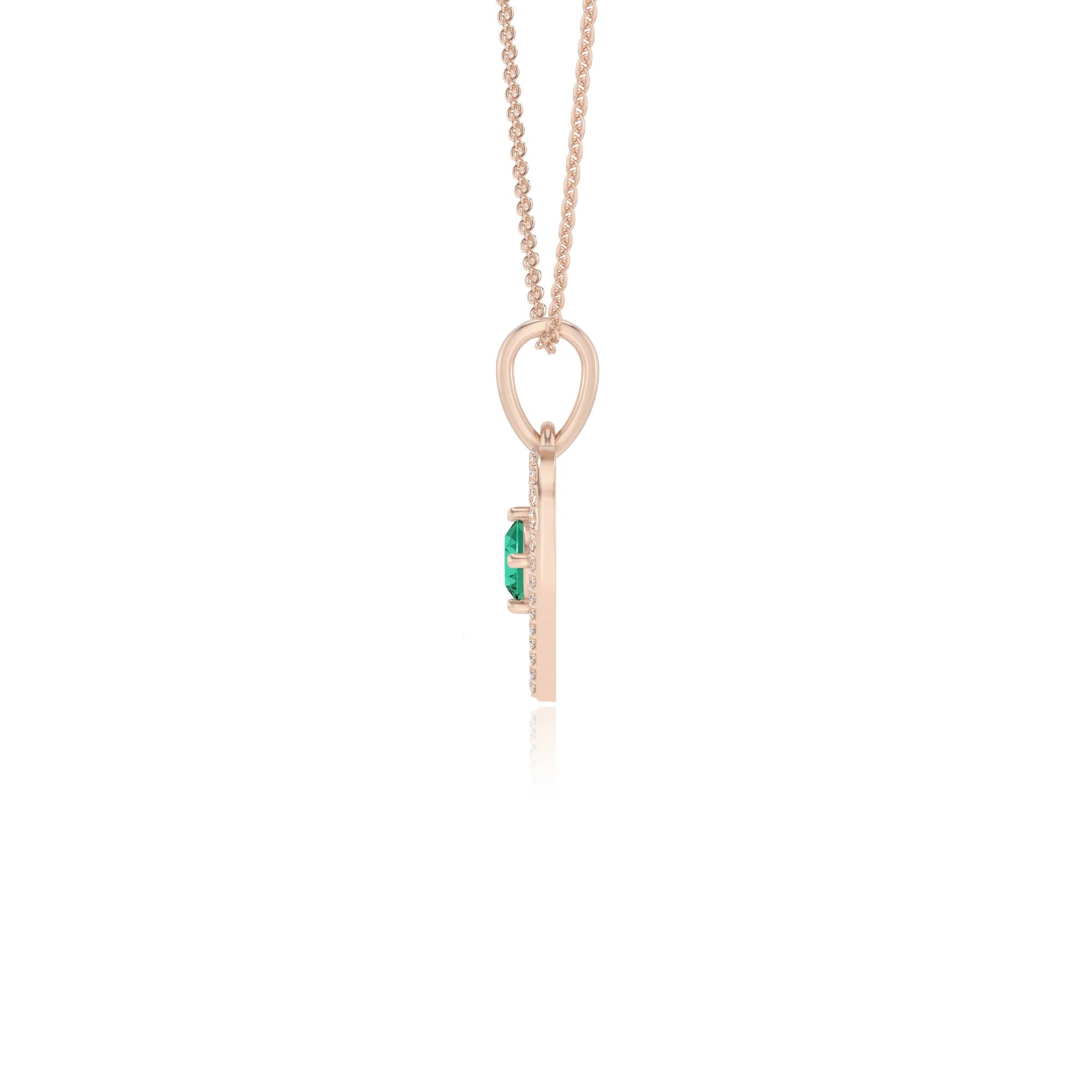 lab grown emerald round infinity necklaces in rose gold