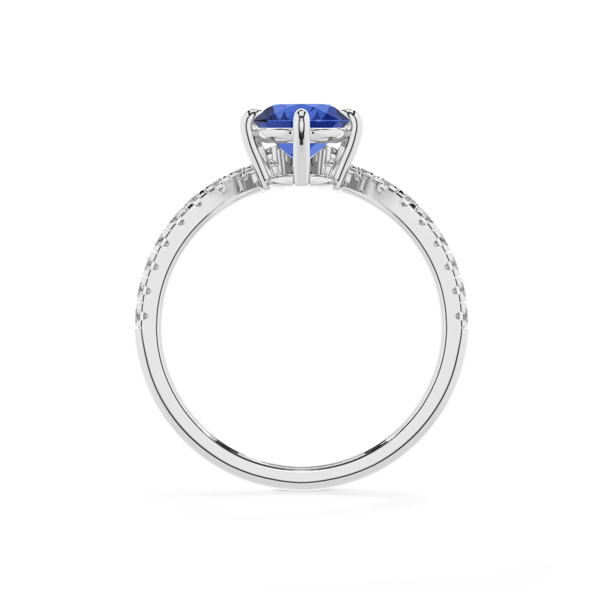lab grown blue-sapphire oval solitaire rings in sterling silver