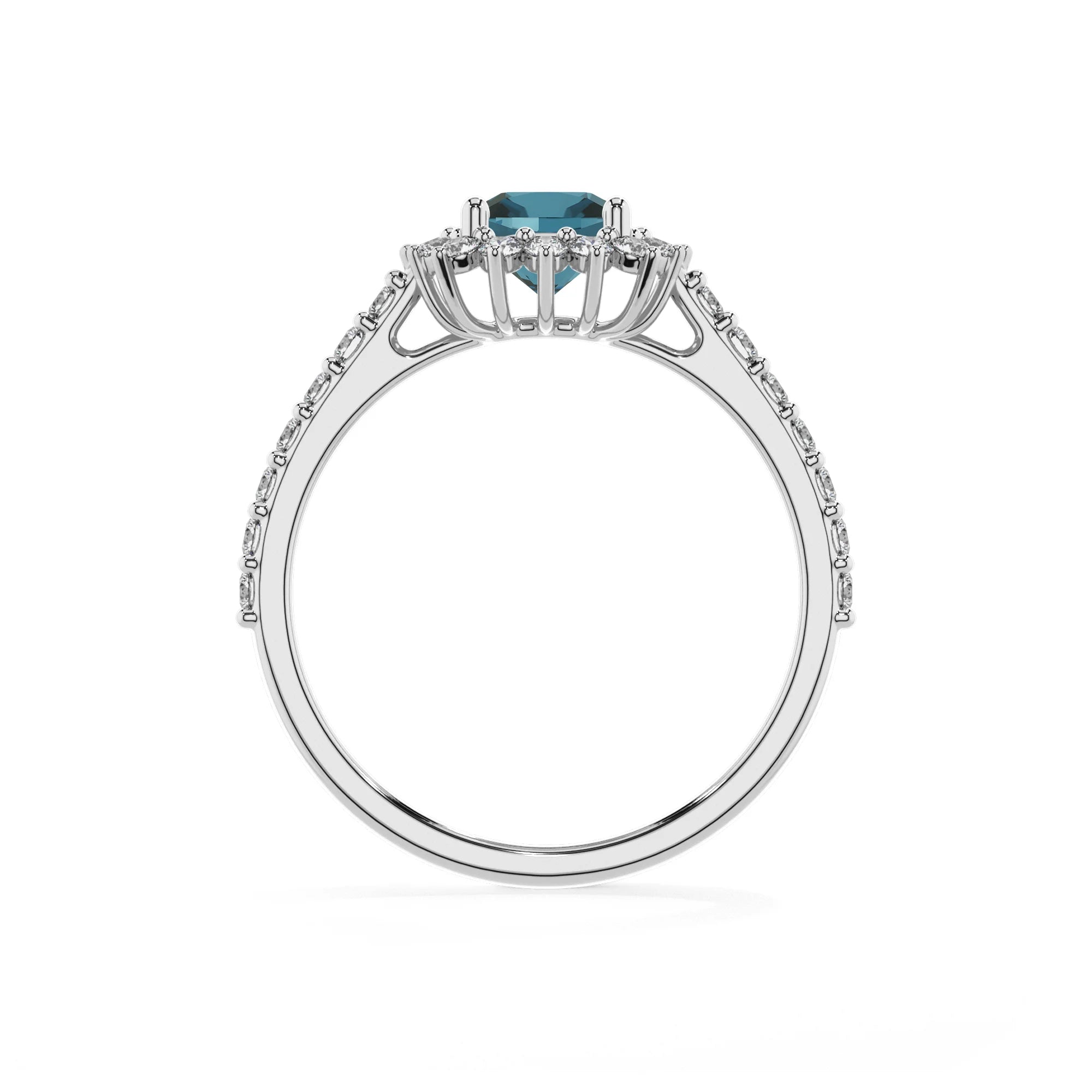 natural london-blue-topaz cushion solitaire rings in sterling silver