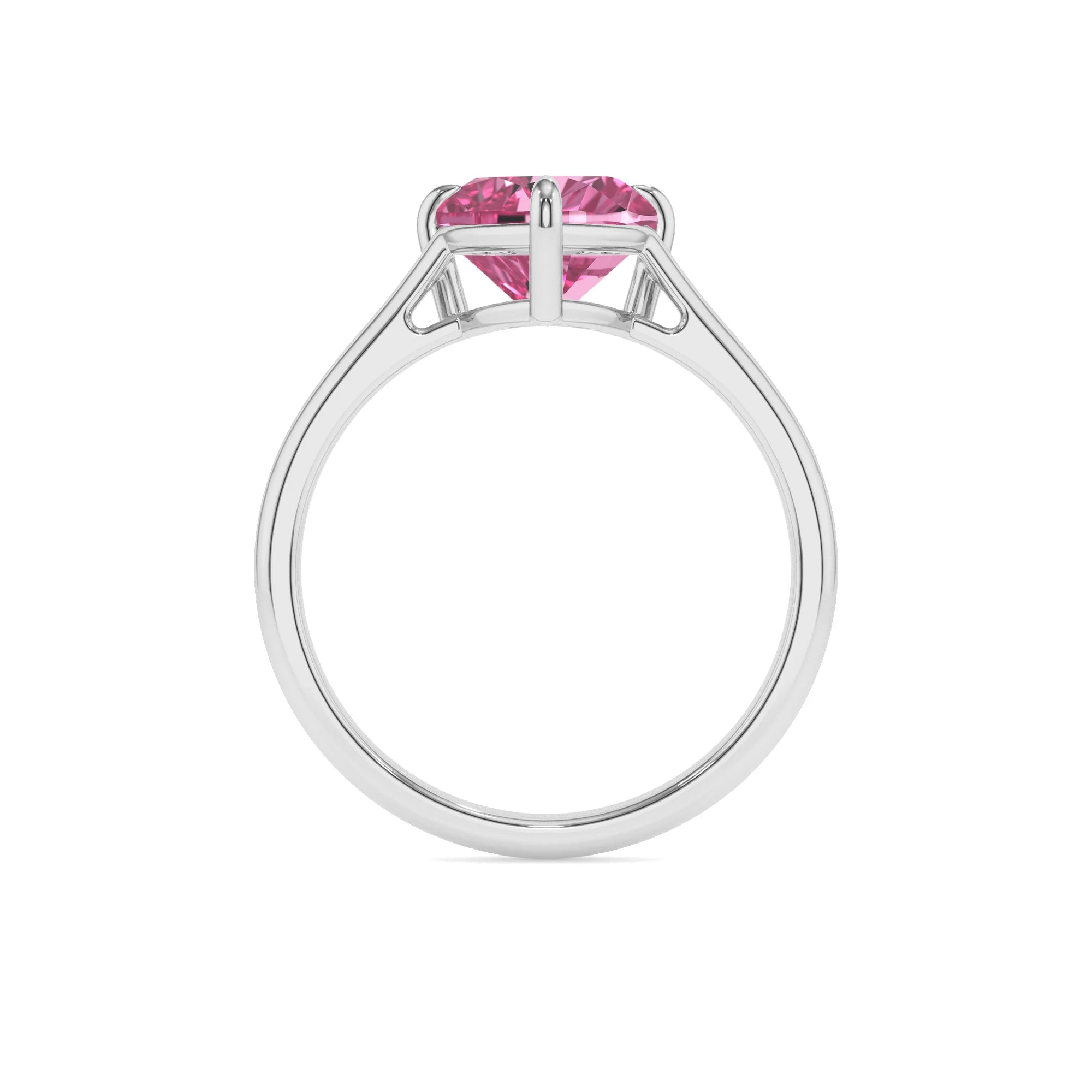 lab grown pink-sapphire heart solitaire rings in white gold