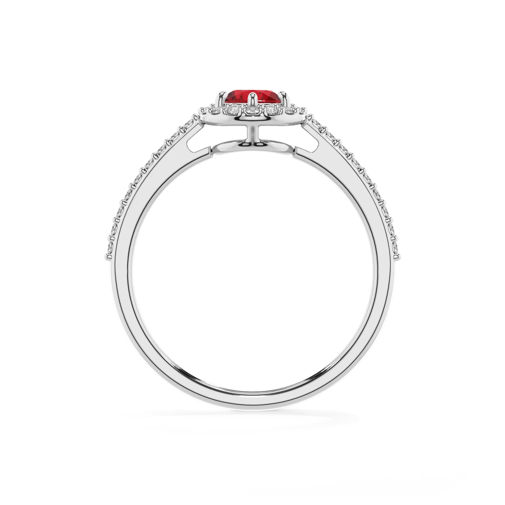 lab grown ruby pear solitaire rings in sterling silver