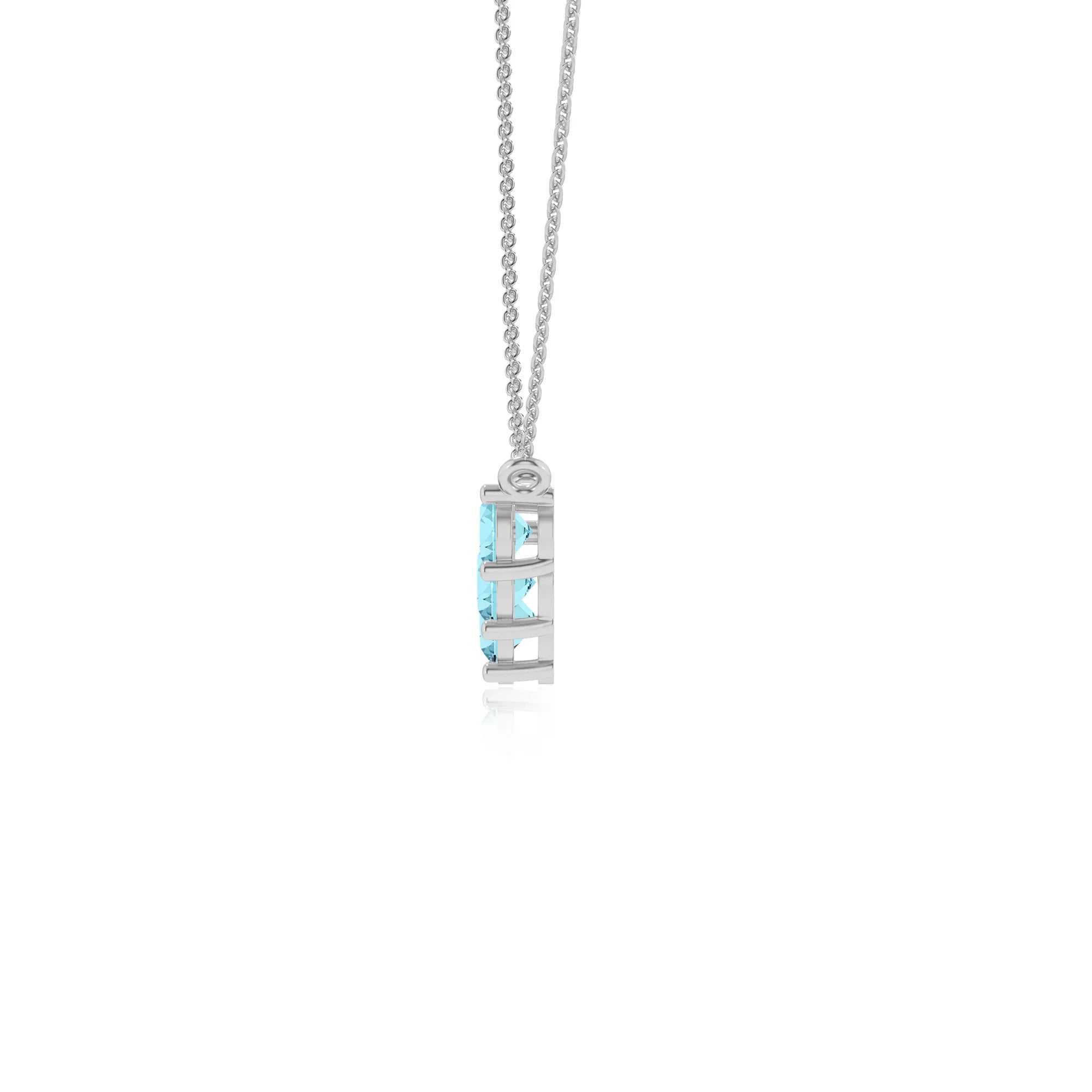 lab grown aquamarine round bar necklaces in sterling silver