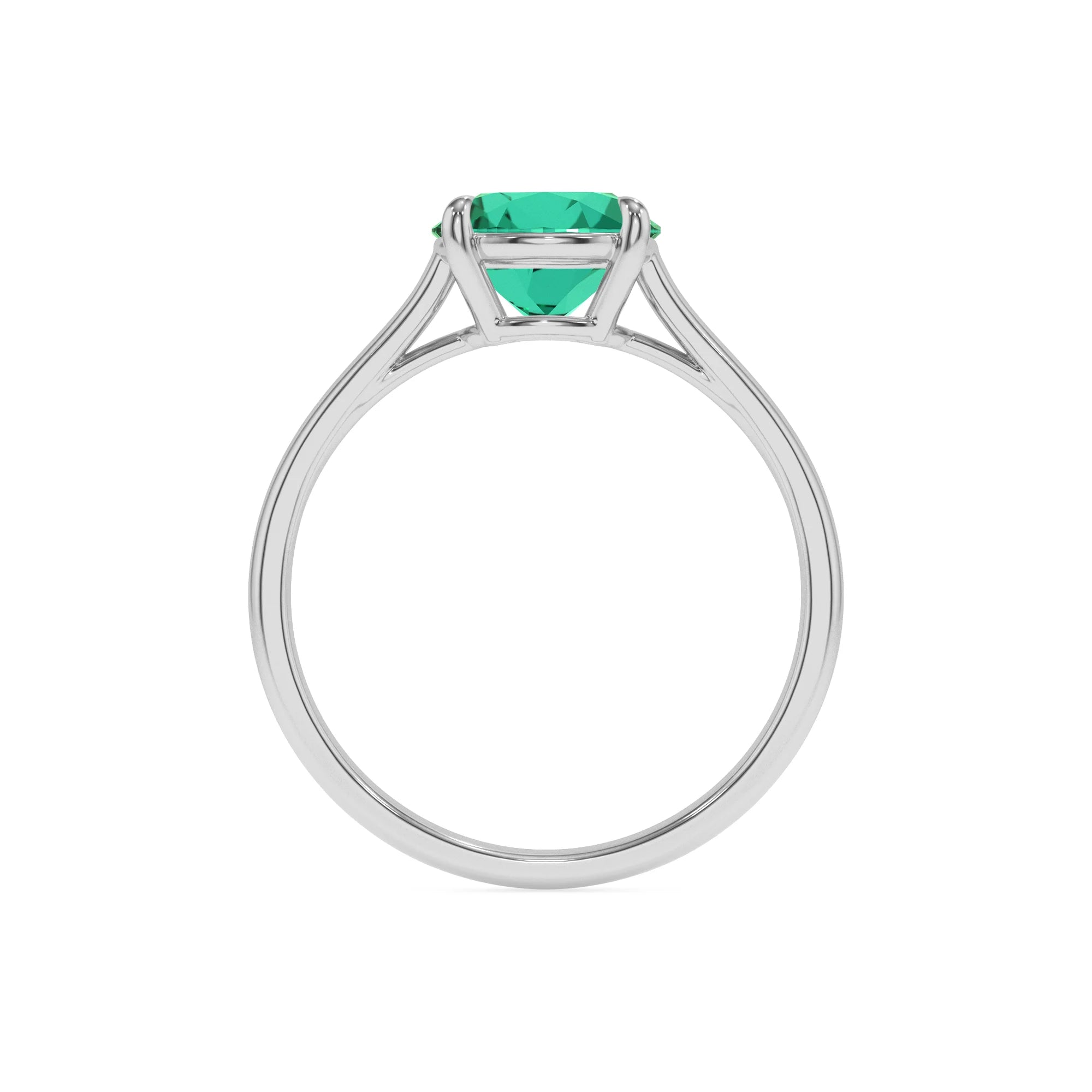 lab grown emerald round solitaire rings in white gold