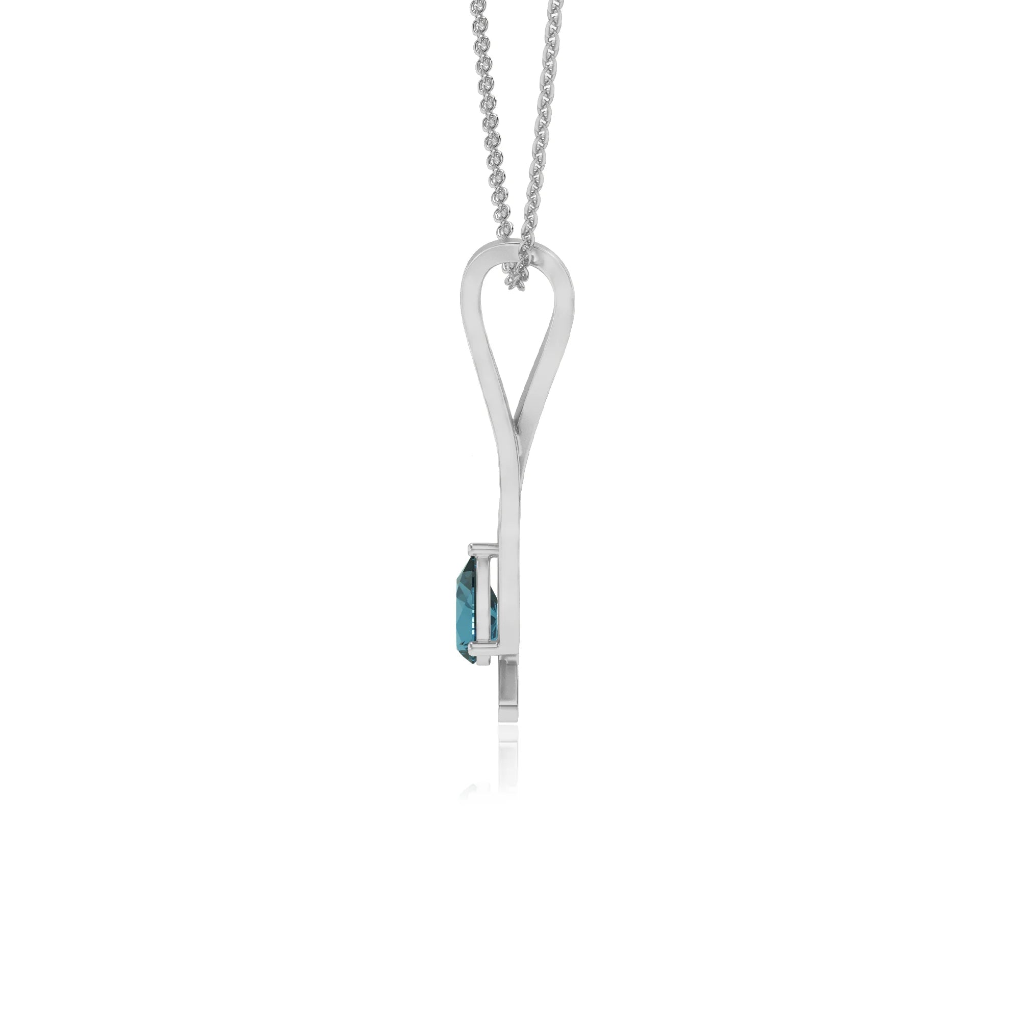 natural london-blue-topaz pear solitaire necklaces in sterling silver