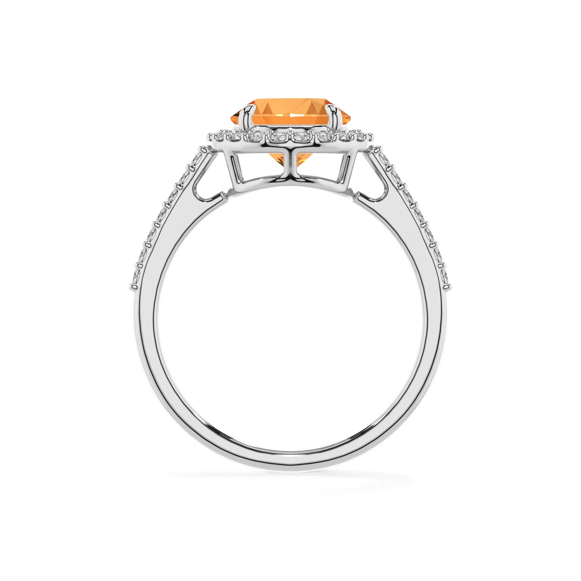 lab grown citrine round solitaire rings in white gold