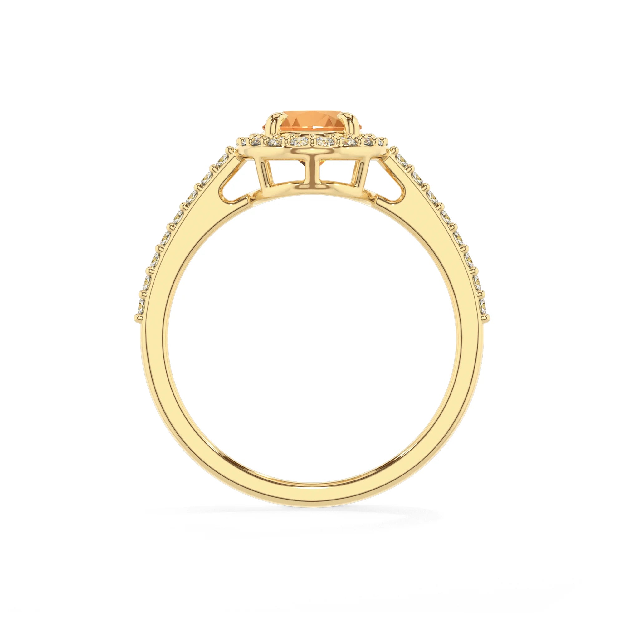 lab grown citrine oval solitaire rings in yellow gold