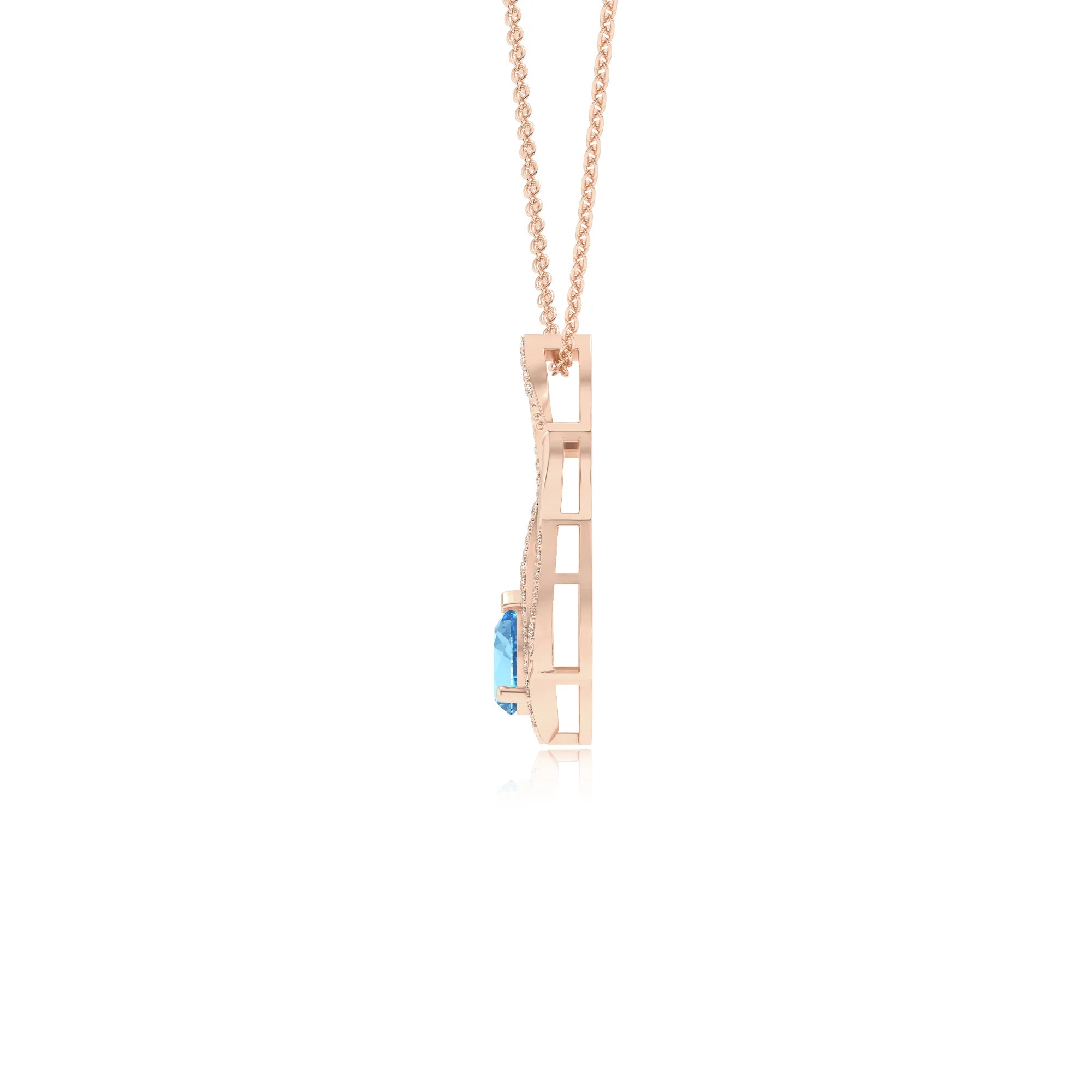 natural swiss-blue-topaz pear solitaire necklaces in rose gold
