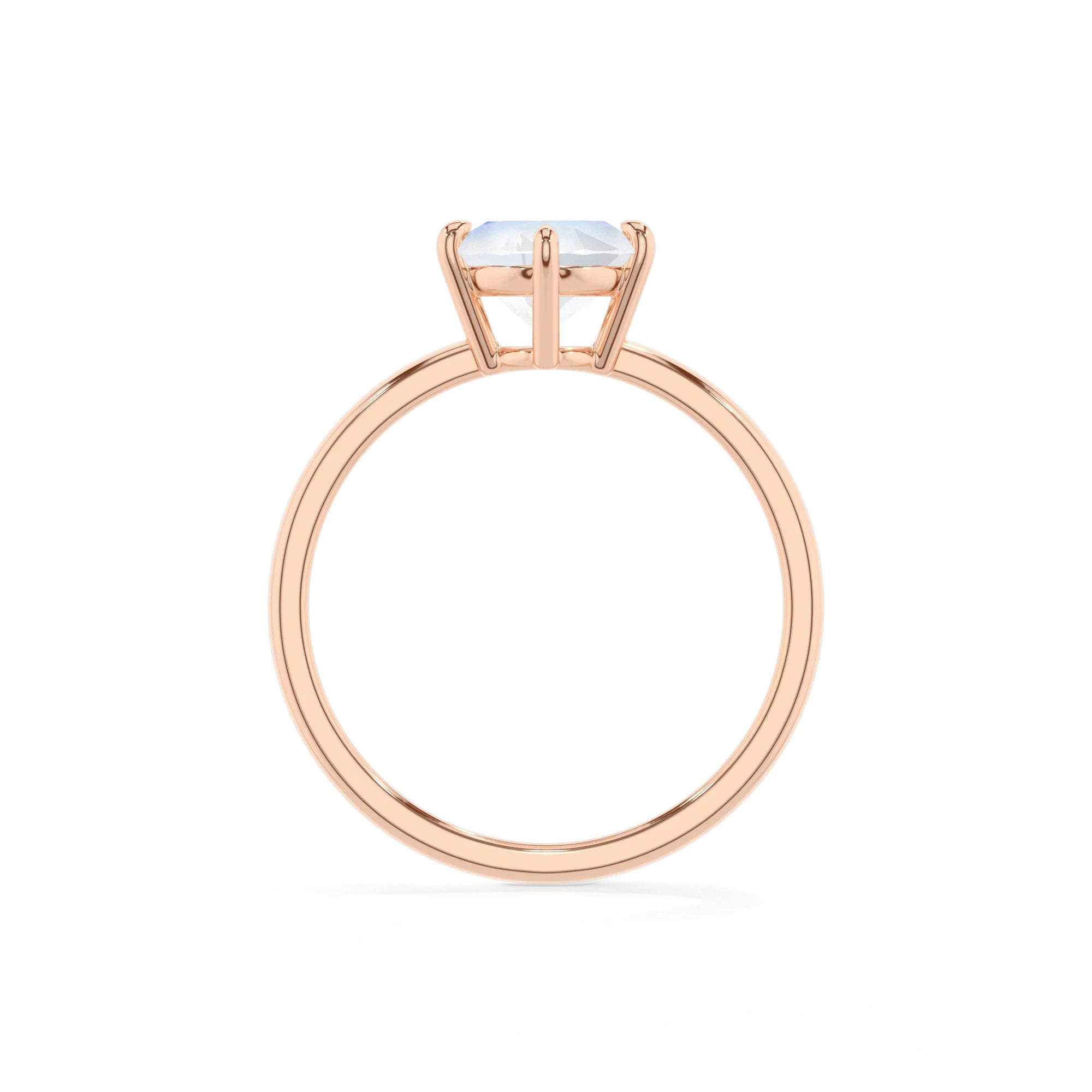 natural rainbow-moonstone oval solitaire rings in rose gold