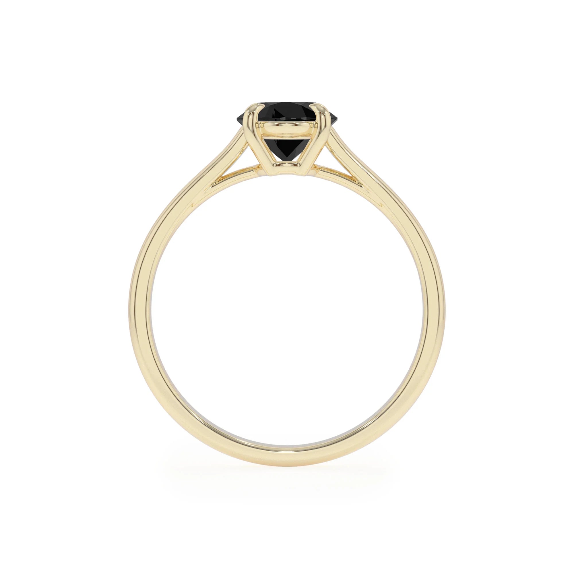 natural black-onyx oval solitaire rings in yellow gold