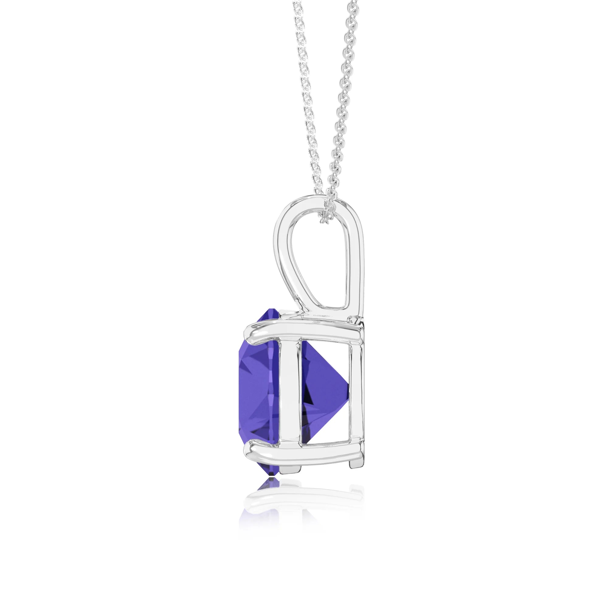 lab grown tanzanite round solitaire necklaces in sterling silver