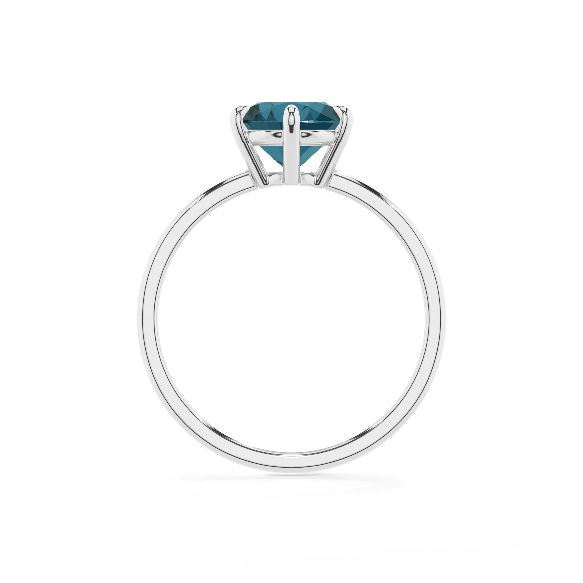natural london-blue-topaz round solitaire rings in platinum
