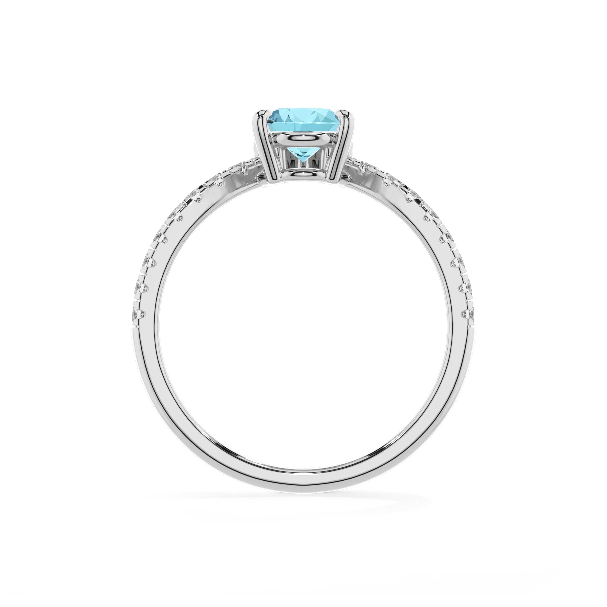 lab grown aquamarine pear solitaire rings in sterling silver
