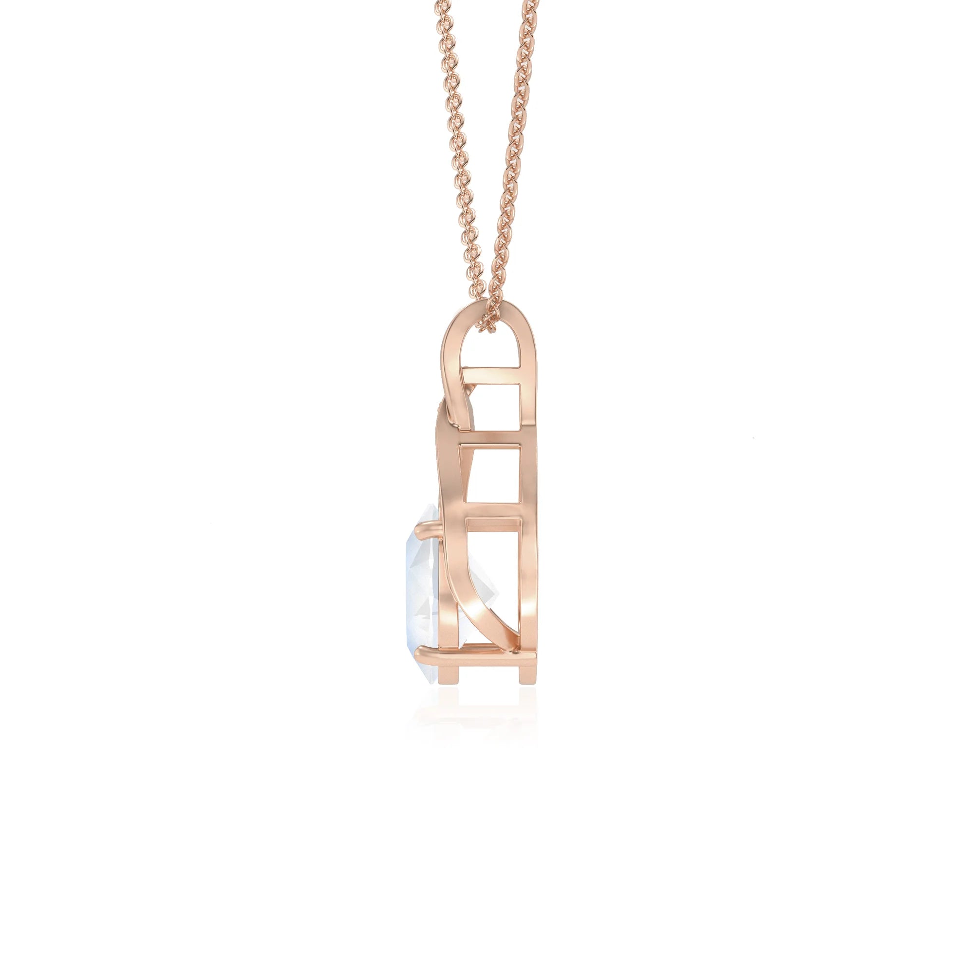 natural rainbow-moonstone oval solitaire necklaces in rose gold