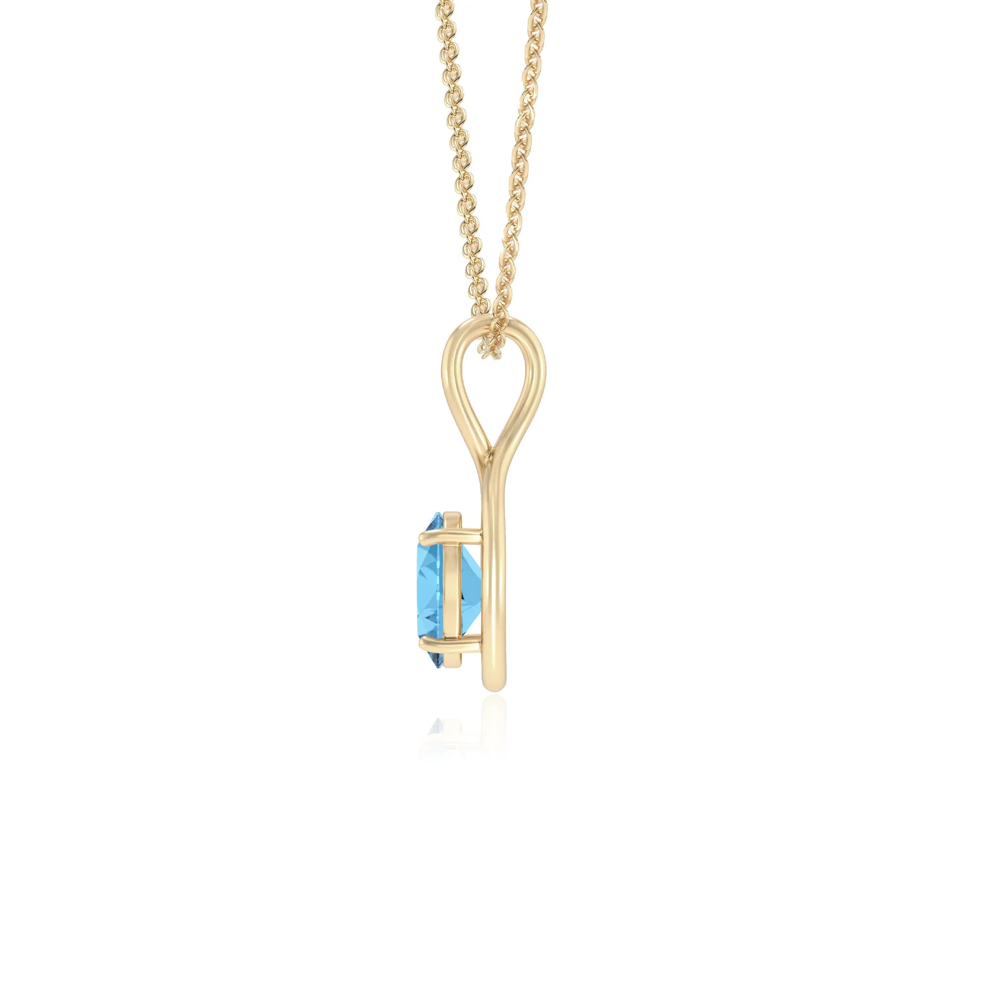 natural swiss-blue-topaz oval solitaire necklaces in yellow gold