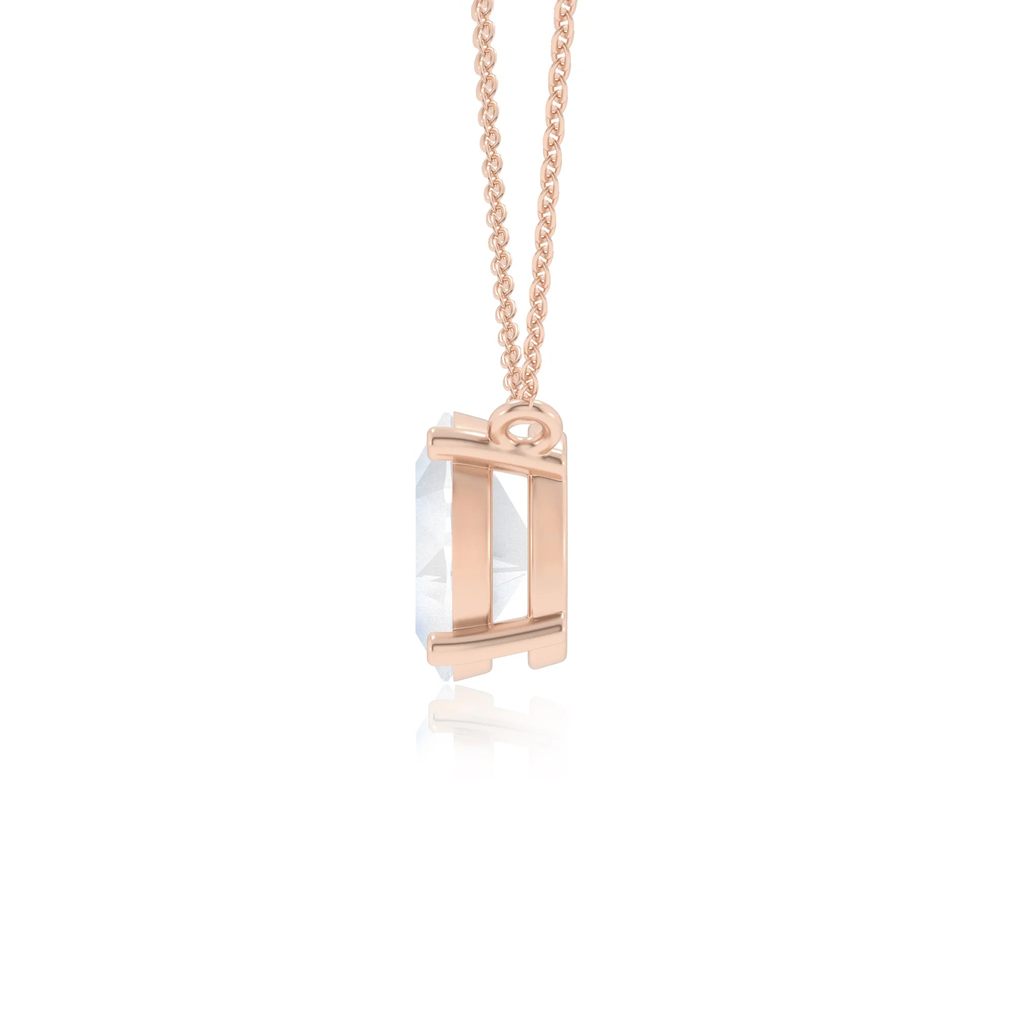 natural rainbow-moonstone oval solitaire necklaces in rose gold