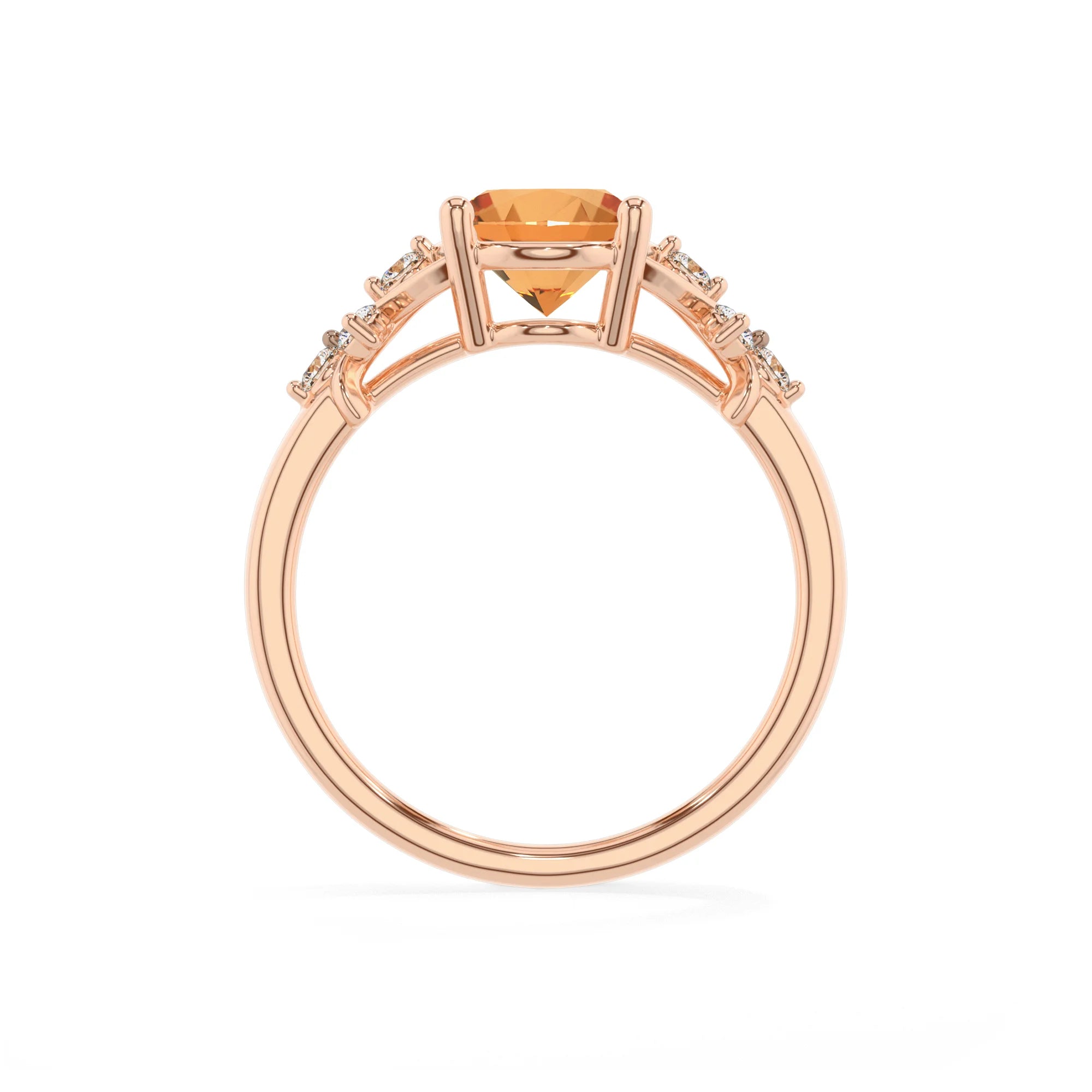 lab grown citrine oval solitaire rings in rose gold