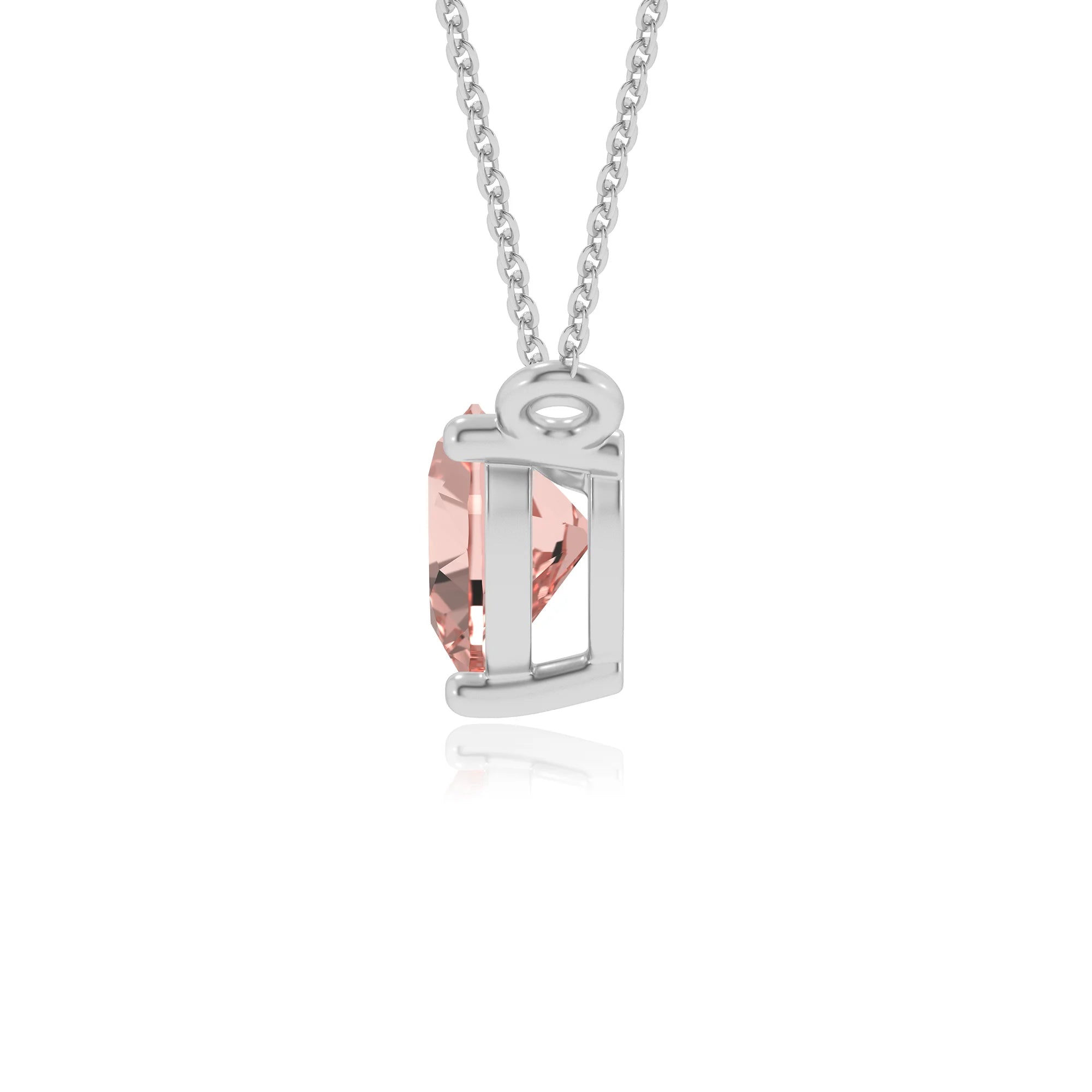 lab grown morganite heart solitaire necklaces in sterling silver