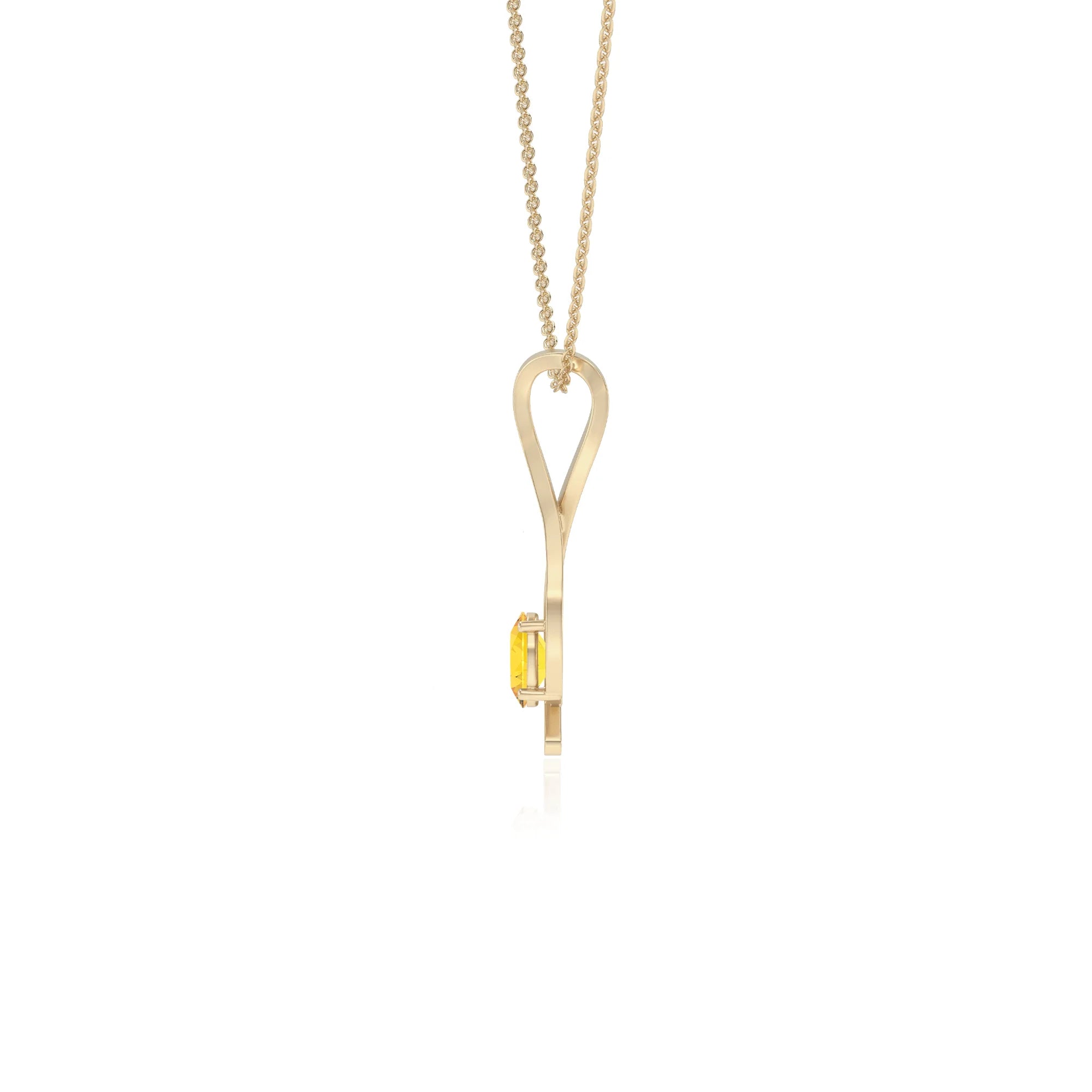 lab grown yellow-sapphire oval solitaire necklaces in yellow gold