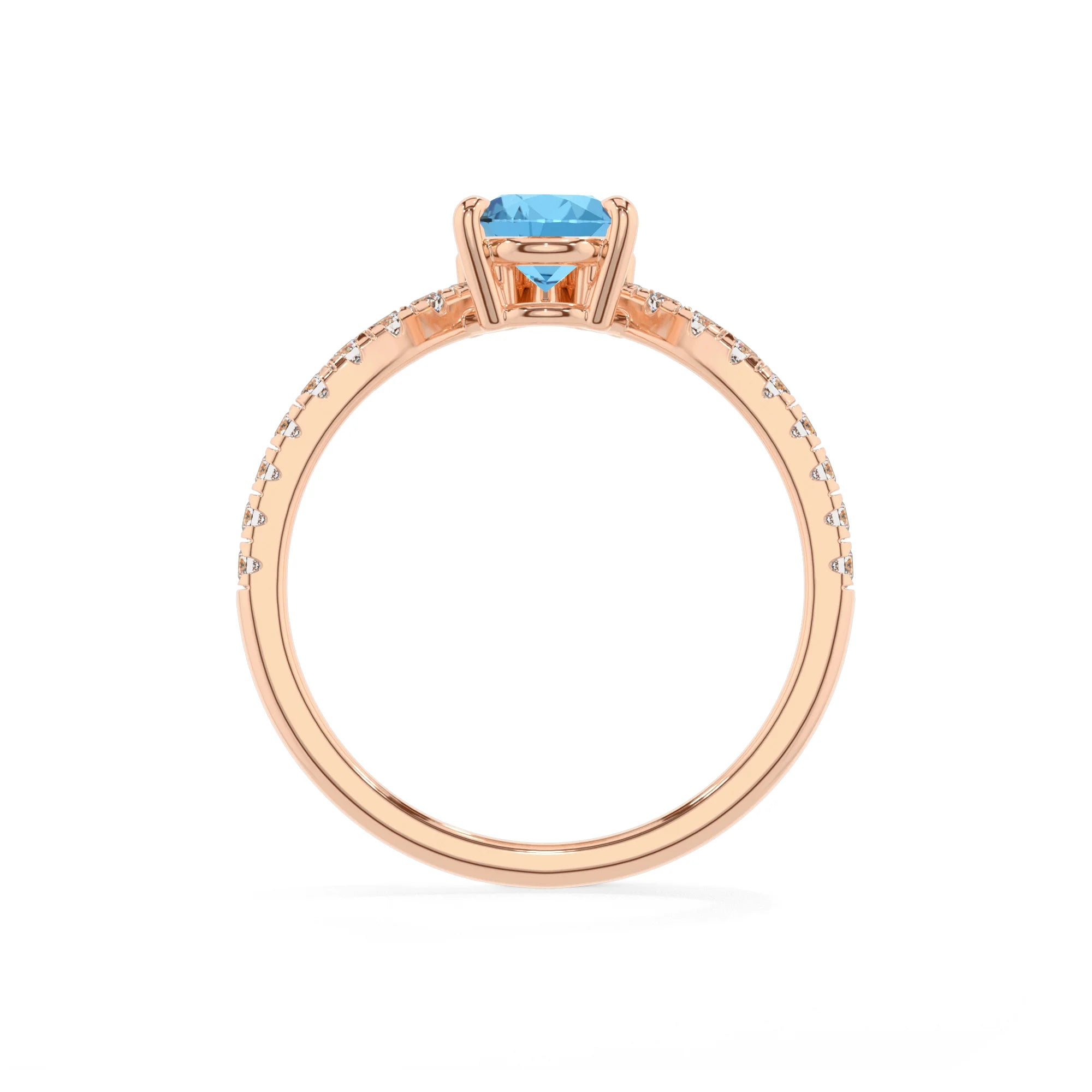 natural swiss-blue-topaz pear solitaire rings in rose gold
