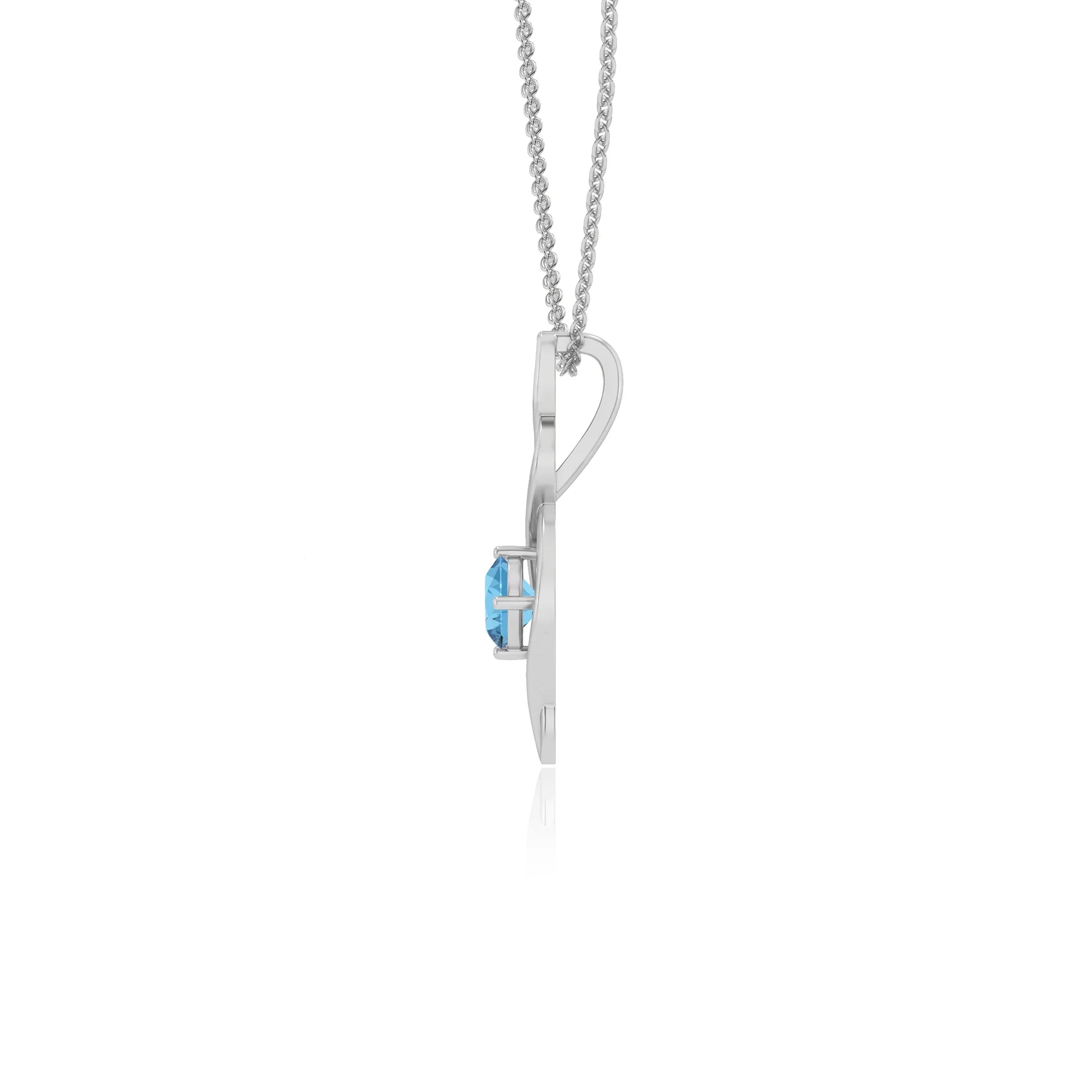 natural swiss-blue-topaz round solitaire necklaces in sterling silver
