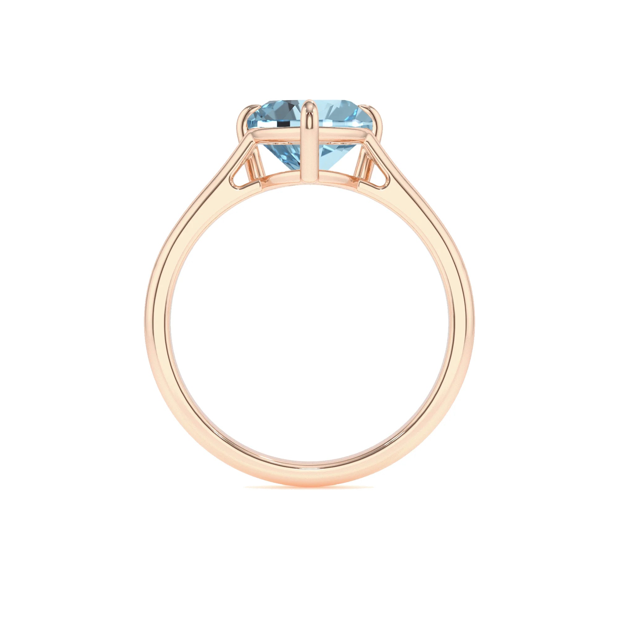 lab grown aquamarine heart solitaire rings in rose gold