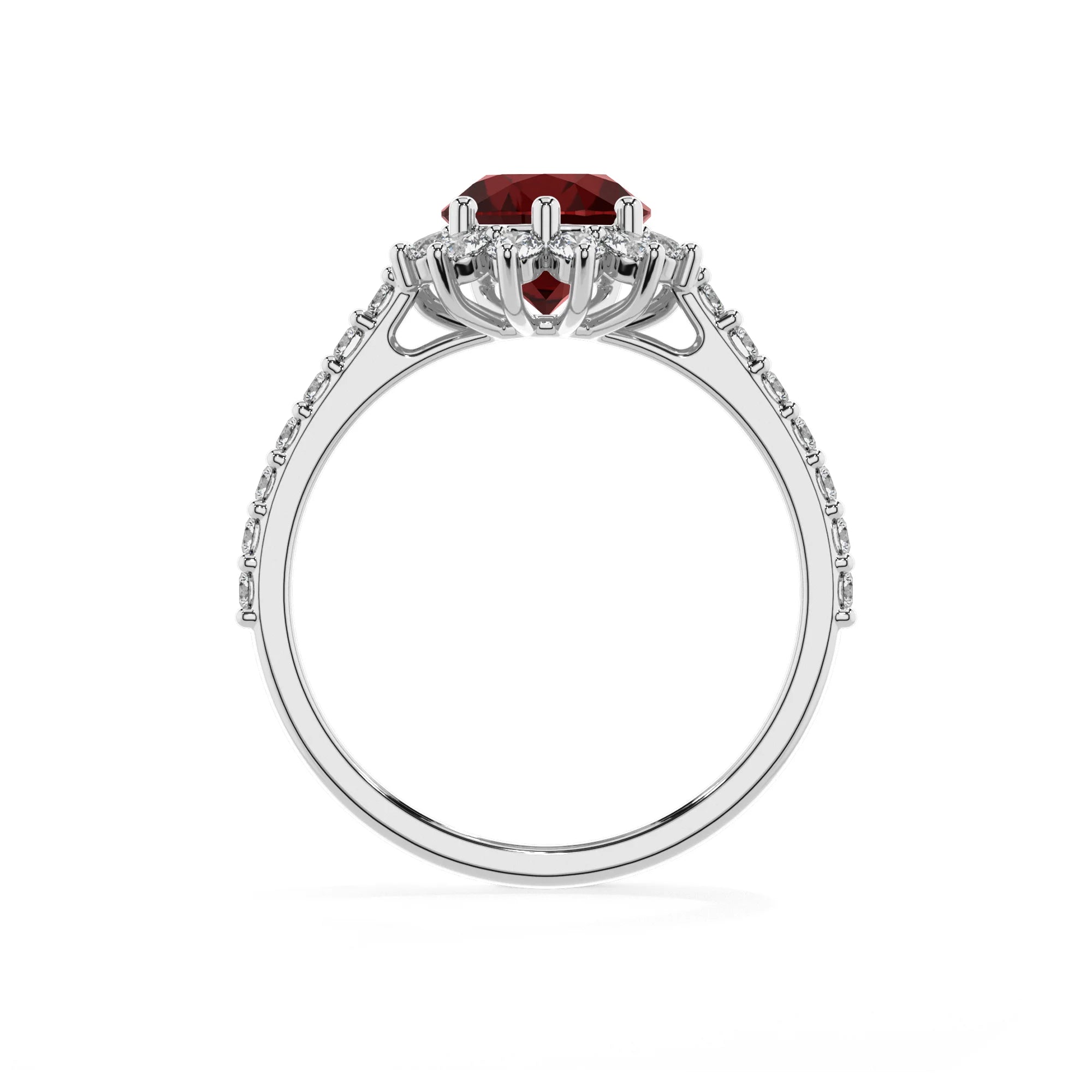 natural garnet pear solitaire rings in platinum