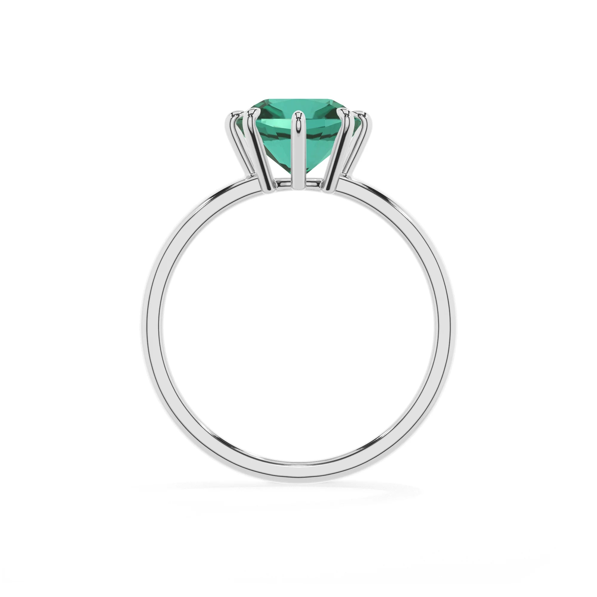 lab grown emerald cushion solitaire rings in white gold